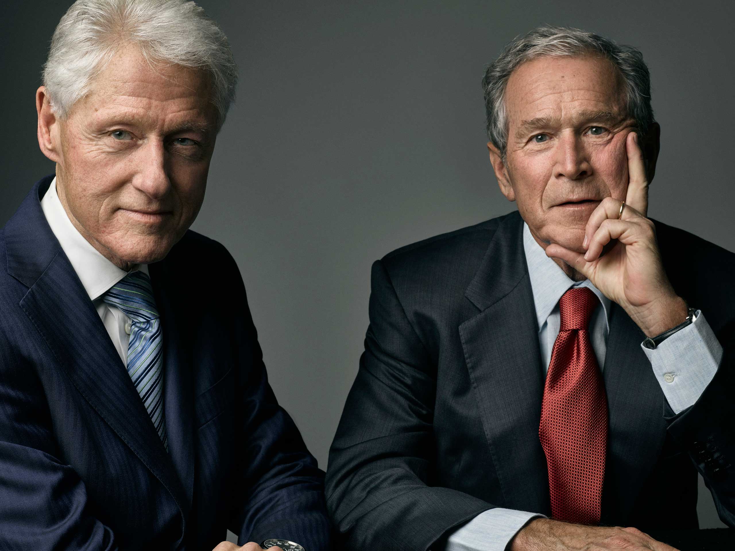 Former presidents Bill Clinton and George W. Bush