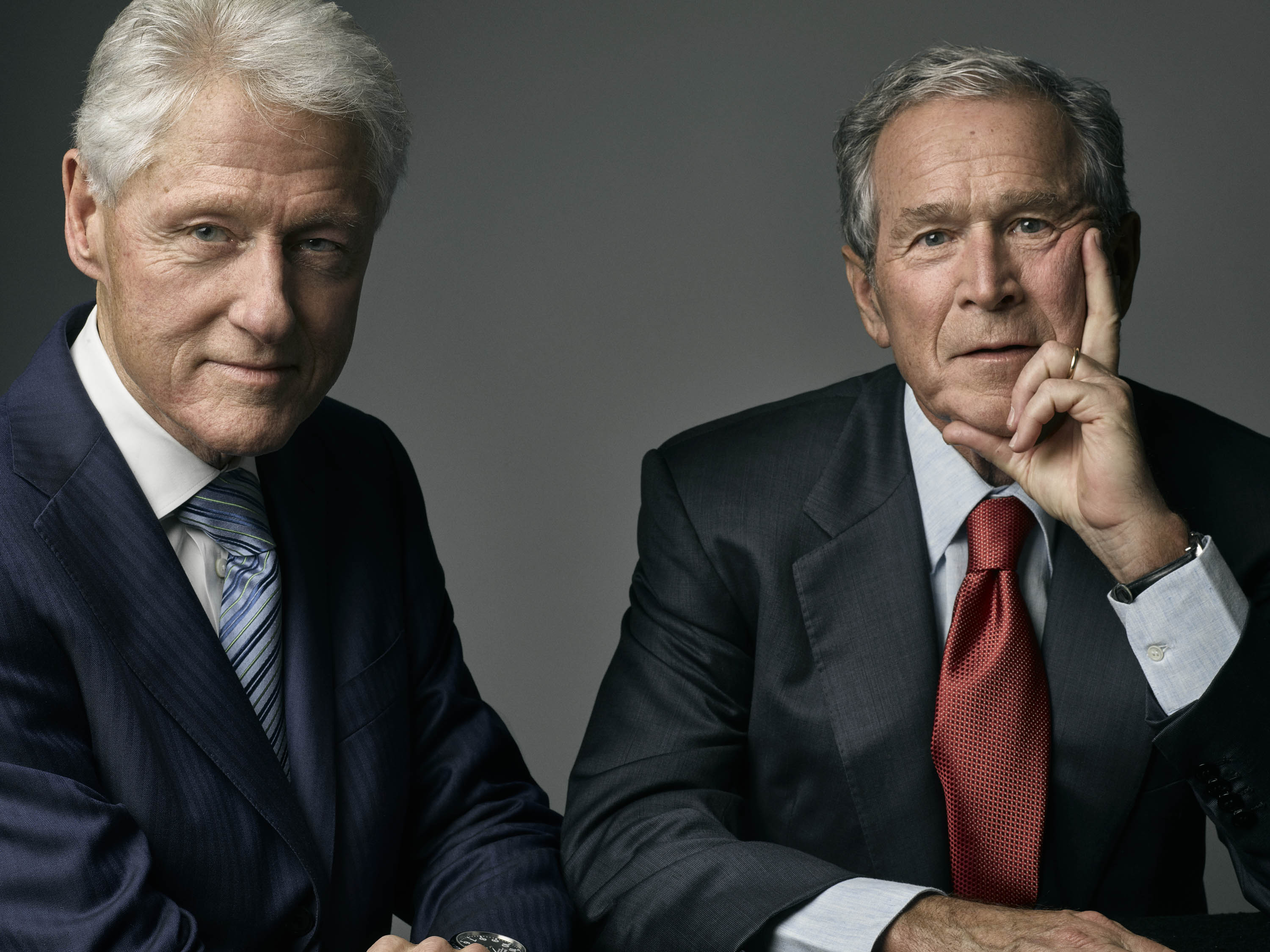 Bill Clinton and George W. Bush sat down with TIME at the Bush Center in Dallas, where they celebrated the first class of Presidential Leadership Scholars. (Mark Seliger for TIME)