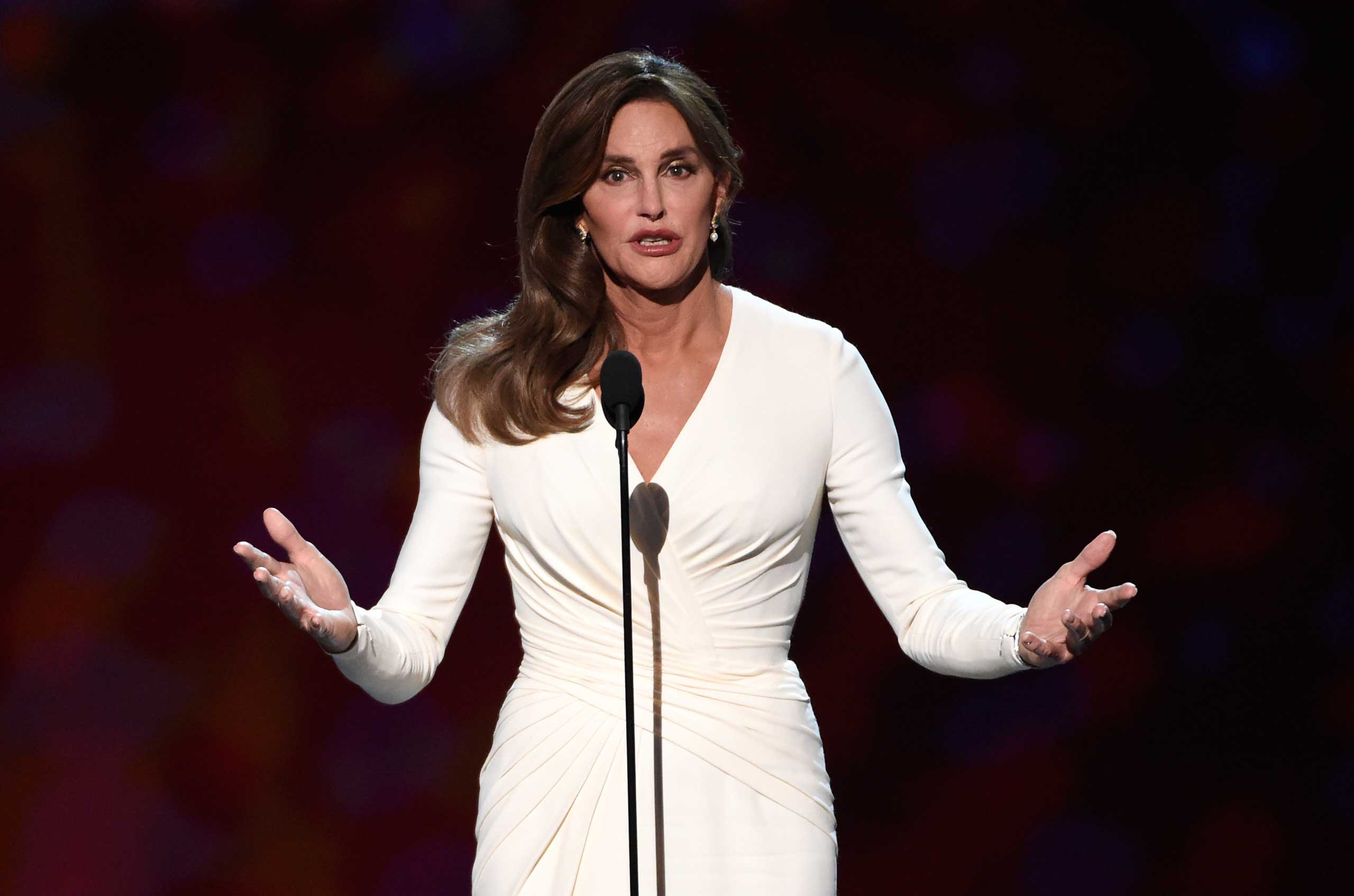 Caitlyn Jenner accepts the Arthur Ashe award for courage at the ESPY Awards at the Microsoft Theater in Los Angeles, July 15, 2015 (Chris Pizzello—Invision/AP)