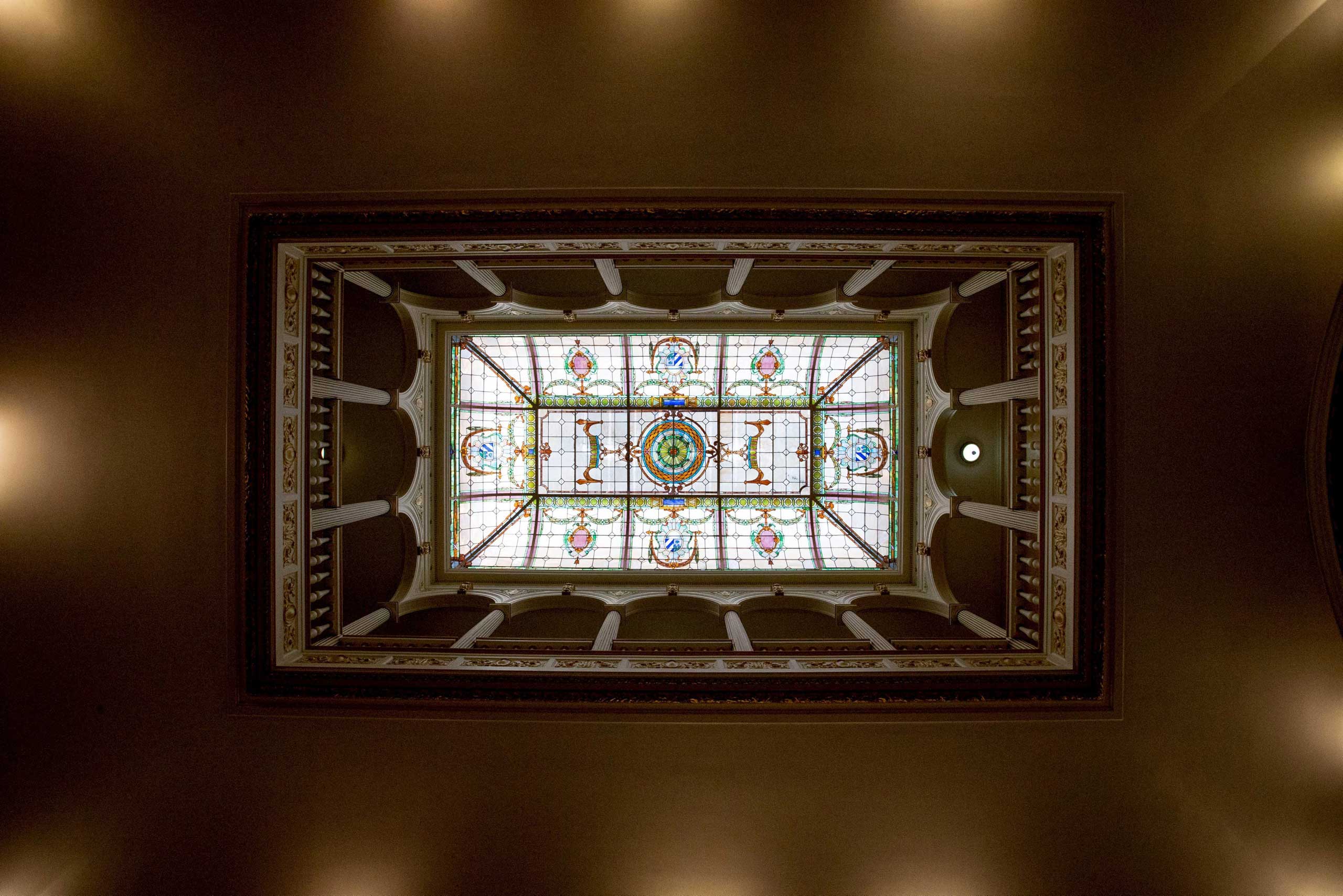 View of the skylight over the main room of the new Cuban embassy in Washington on July 20, 2015.