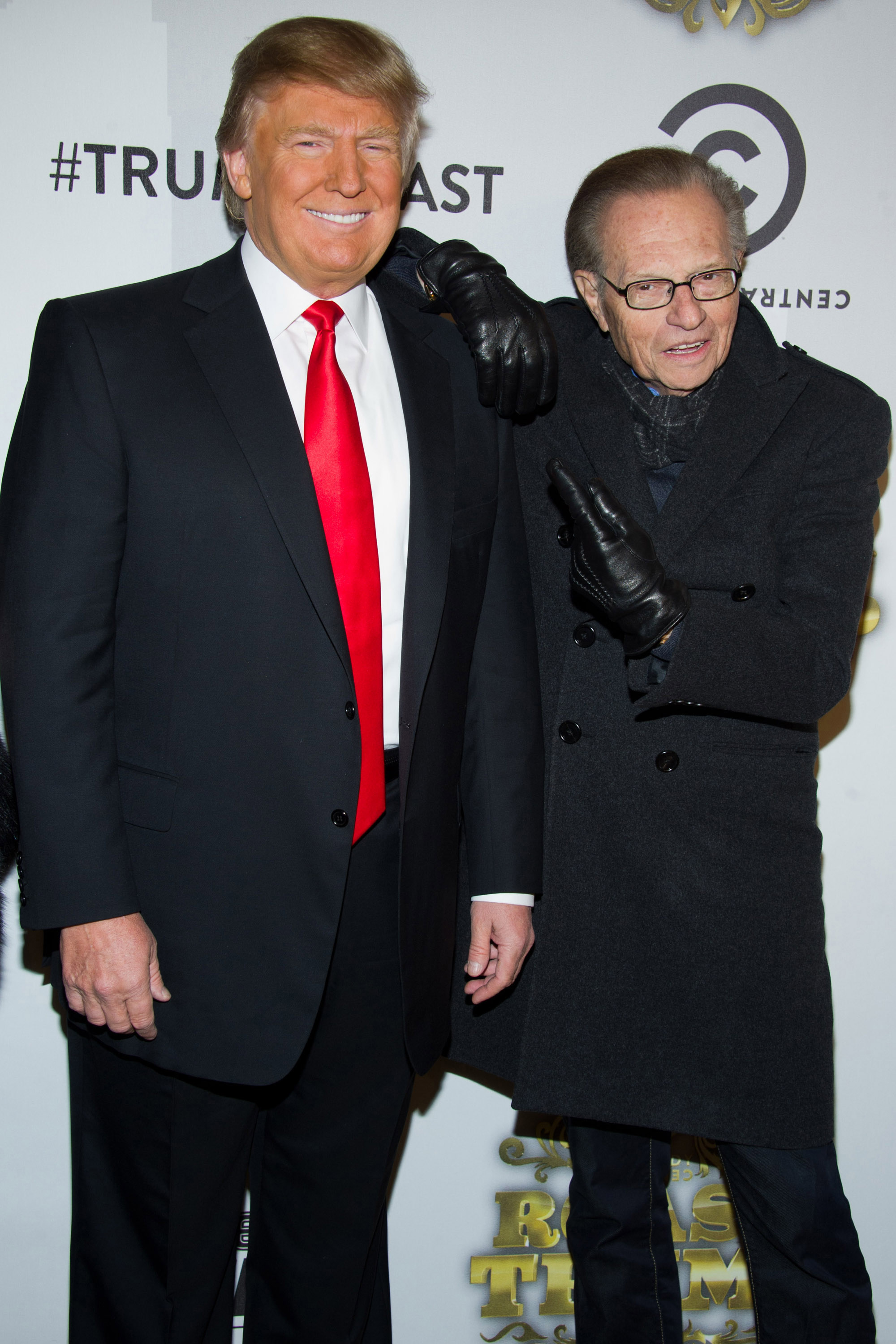 Donald Trump and Larry King arrive at the Comedy Central Roast of Donald Trump in New York on March 9, 2011.