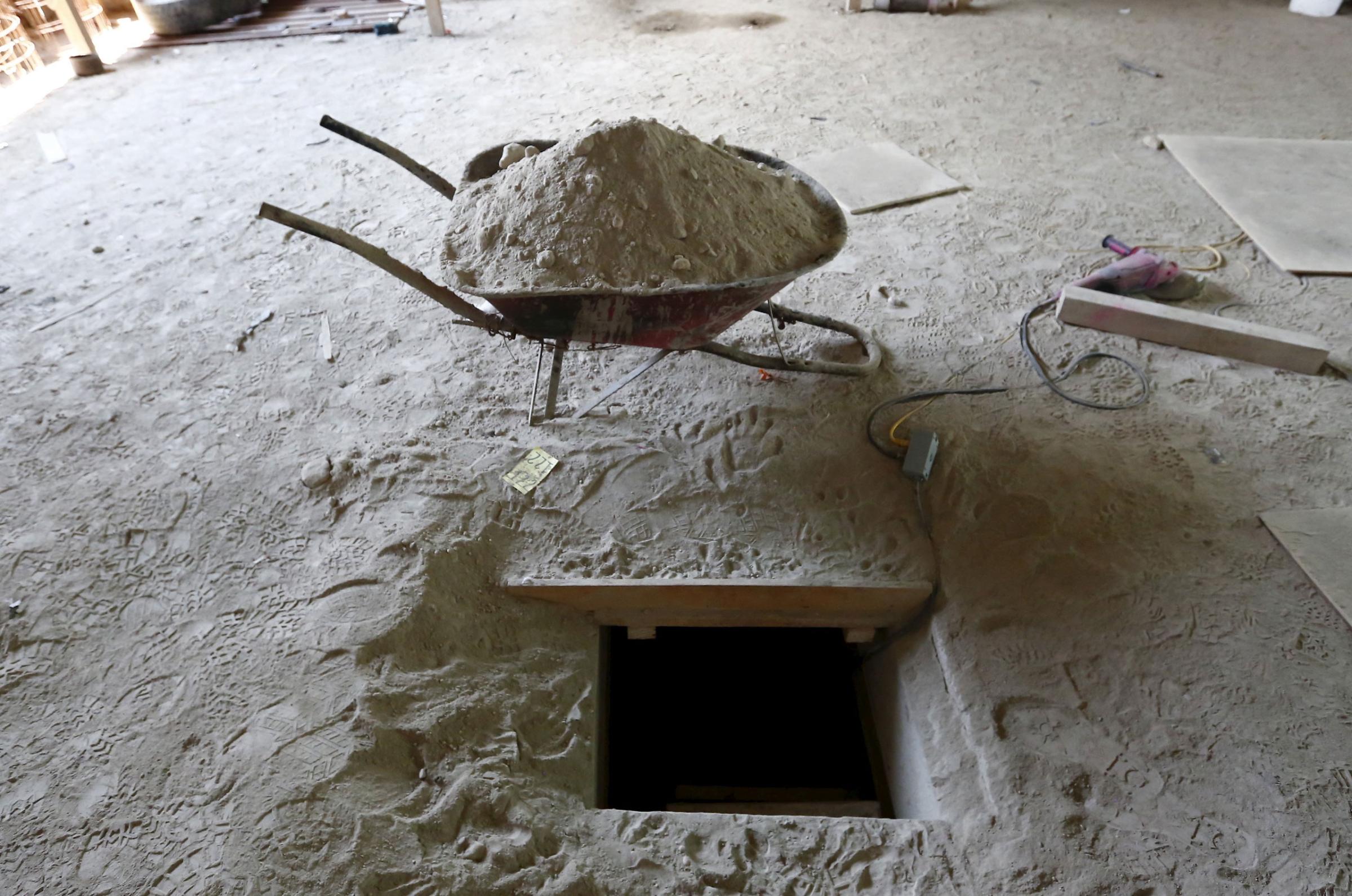 The entrance of a tunnel connected to the Altiplano Federal Penitentiary and used by drug lord Joaquin 'El Chapo' Guzman to escape, is seen in Almoloya de Juarez, on the outskirts of Mexico City, July 15, 2015. U.S. law enforcement officials met with agents of the Mexican attorney general's office this week to share information related to the escape from prison of Guzman and coordinate efforts to apprehend him, a Mexican government official said on Wednesday. REUTERS/Edgard Garrido