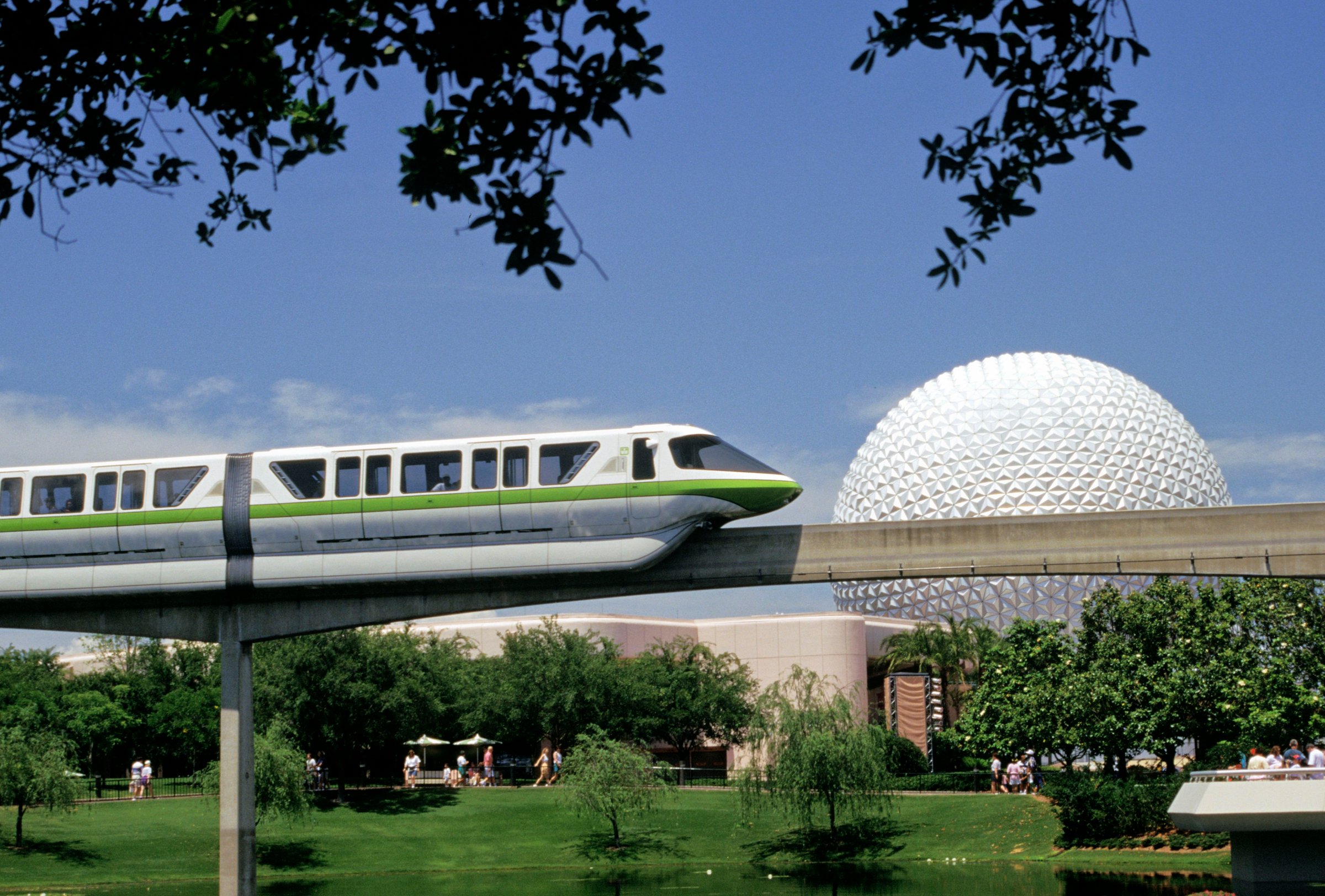 Florida, Orlando, Epcot Center, View Including Sphere And Monorail.