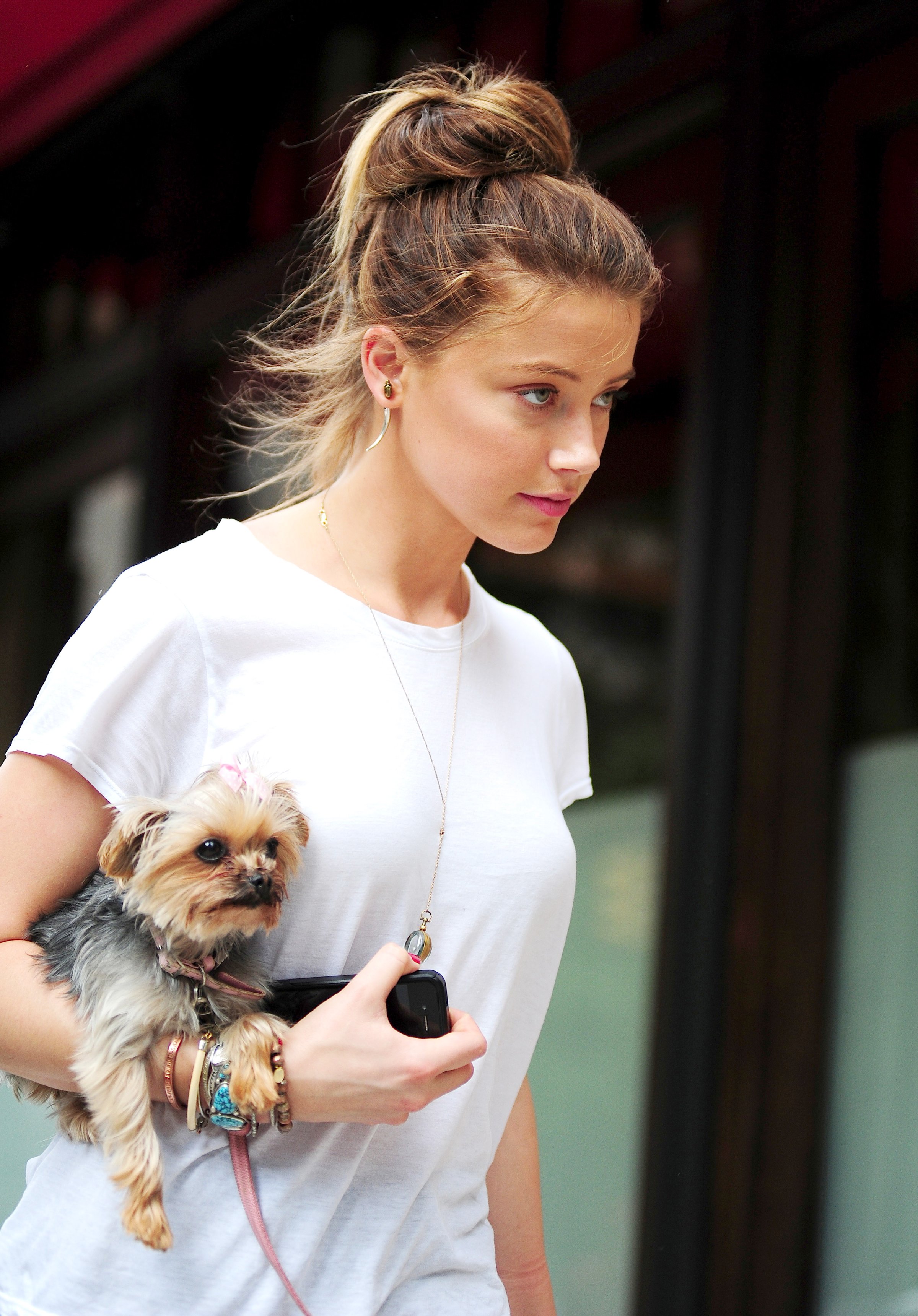 NEW YORK, NY - AUGUST 27: Amber Heard is seen in tribeca on the streets of Manhattan on August 27, 2012 in New York City. (Photo by Alo Ceballos/FilmMagic)