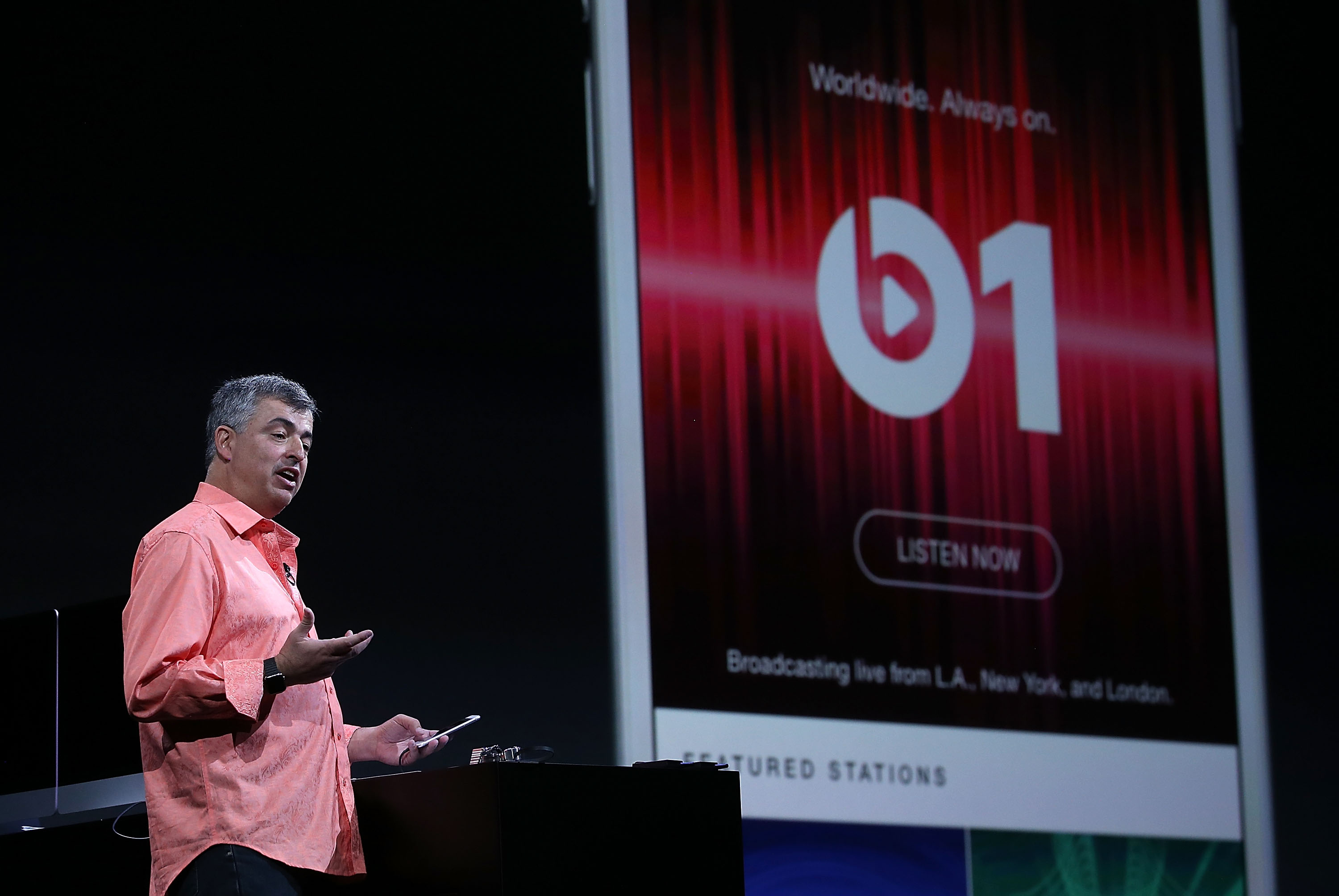 Apple's senior vice president of Internet Software and Services Eddy Cue speaks during the Apple WWDC on June 8, 2015 in San Francisco, California. (Justin Sullivan&mdash;Getty Images)
