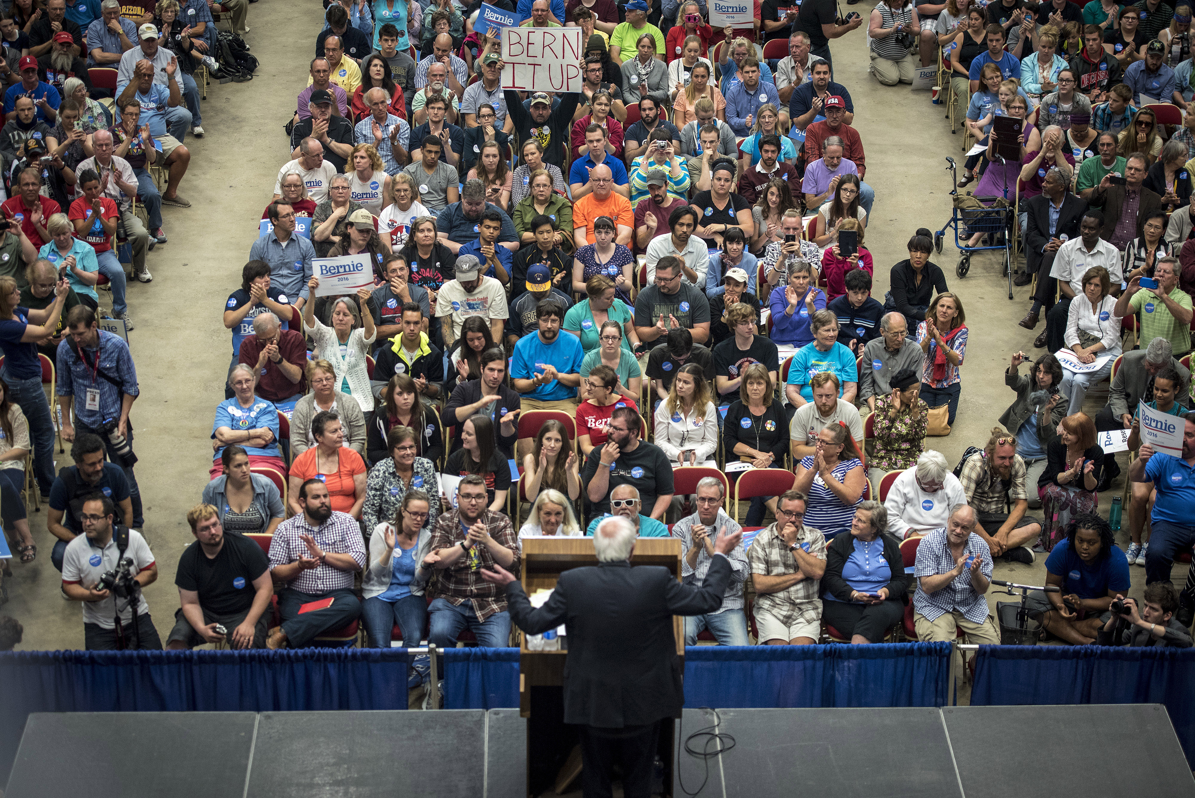 U.S. Senator Bernie Sanders, an Independent from Vermont and 2016 U.S. presidential candidate, speaks during a campaign rally in Madison, Wisconsin, U.S., on Wednesday, July 1, 2015. (Christopher Dilts—Bloomberg/Getty Images)