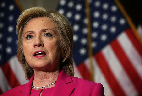 Democratic U.S. presidential hopeful and former U.S. Secretary of State Hillary Clinton speaks to members of the media July 14, 2015 on Capitol Hill in Washington, DC. (Alex Wong— 2015 Getty Images)
