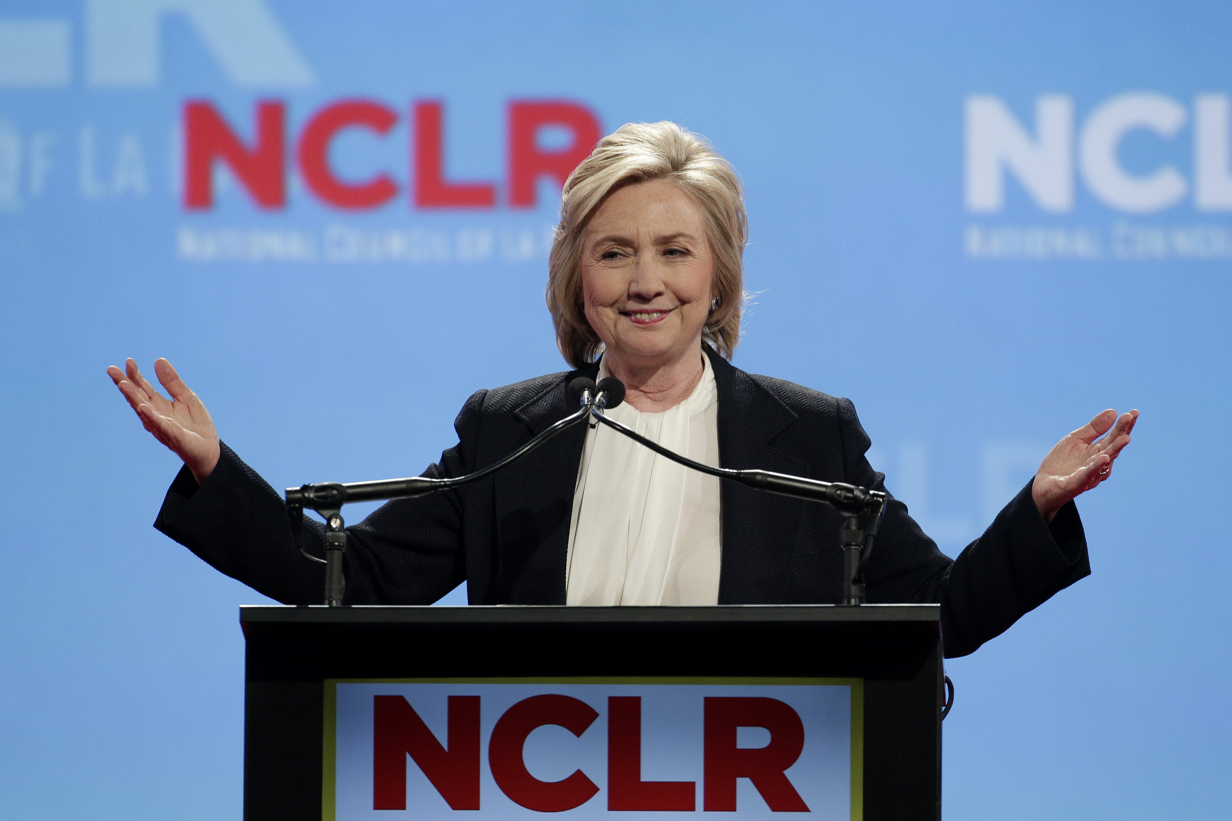 Democratic presidential candidate Hillary Rodham Clinton speaks at a the National Council of La Raza Annual Conference on July 13, 2015, in Kansas City, Mo. (Charlie Riedel—AP)