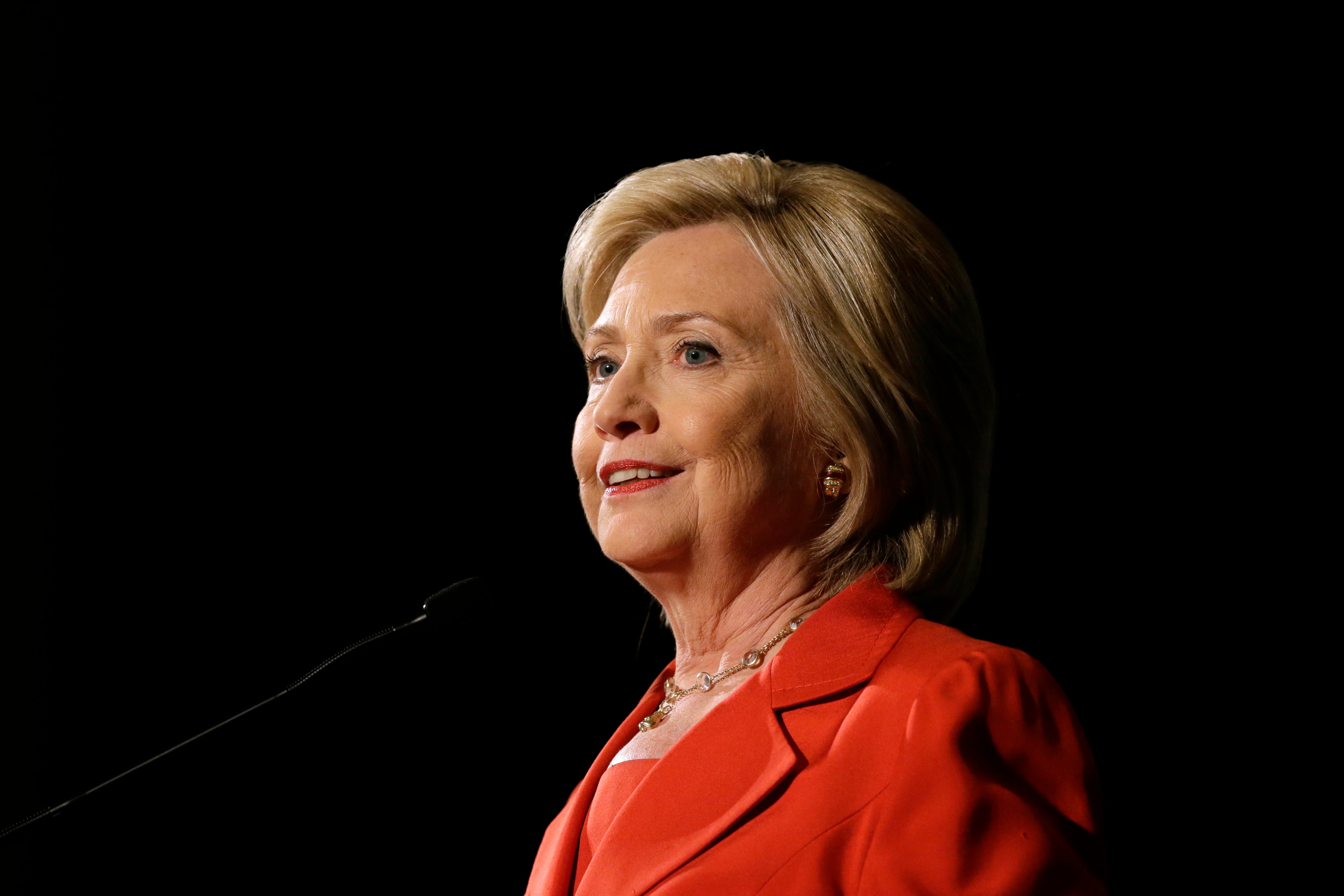 Democratic presidential candidate Hillary Rodham Clinton speaks during the Iowa Democratic Party's Hall of Fame Dinner on July 17, 2015, in Cedar Rapids, Iowa. (Charlie Neibergall—AP)
