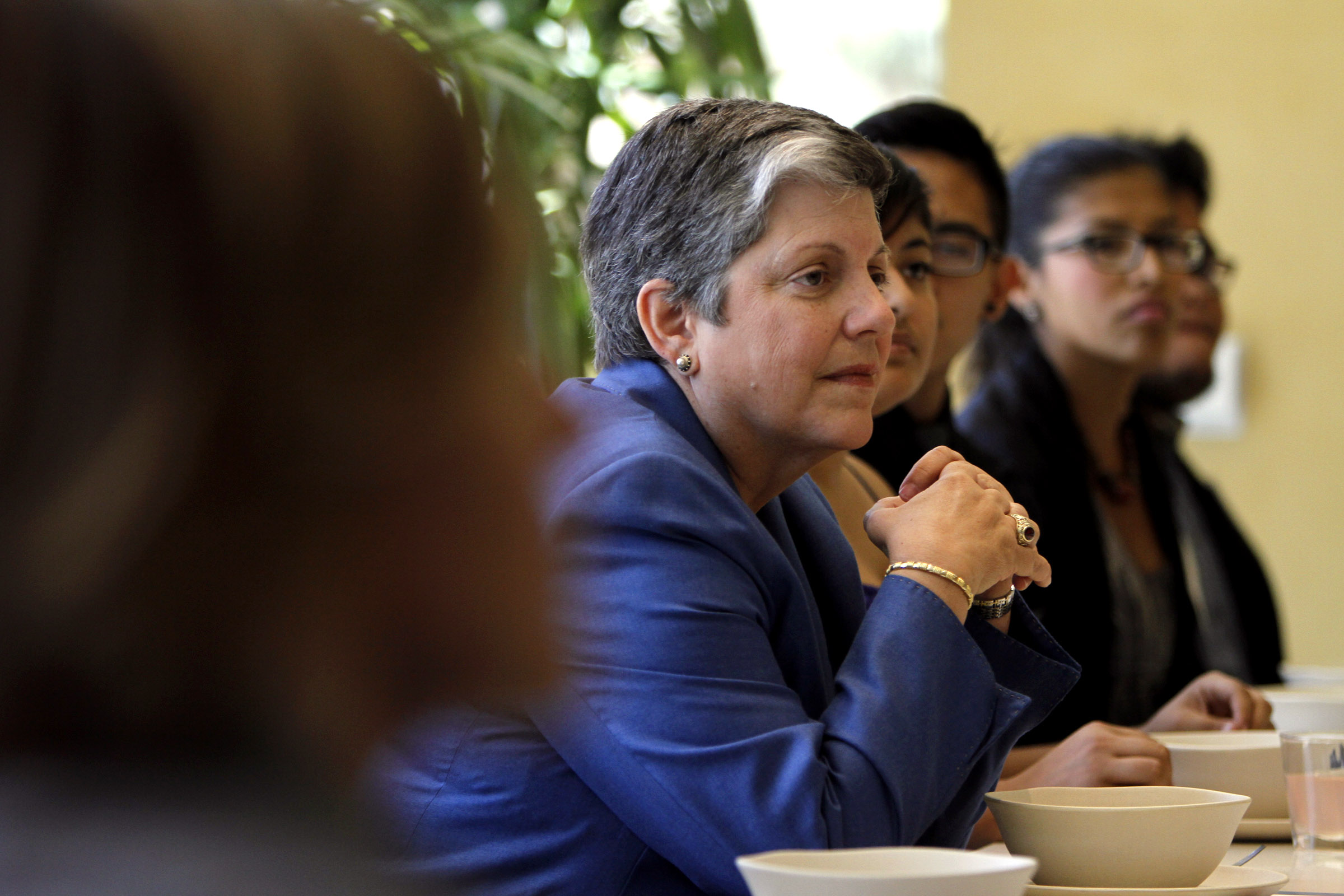 University of California President Janet Napolitano has lunch with students at UCLA on October 11, 2013 in Westwood, California. (Pool&mdash;Getty Images)