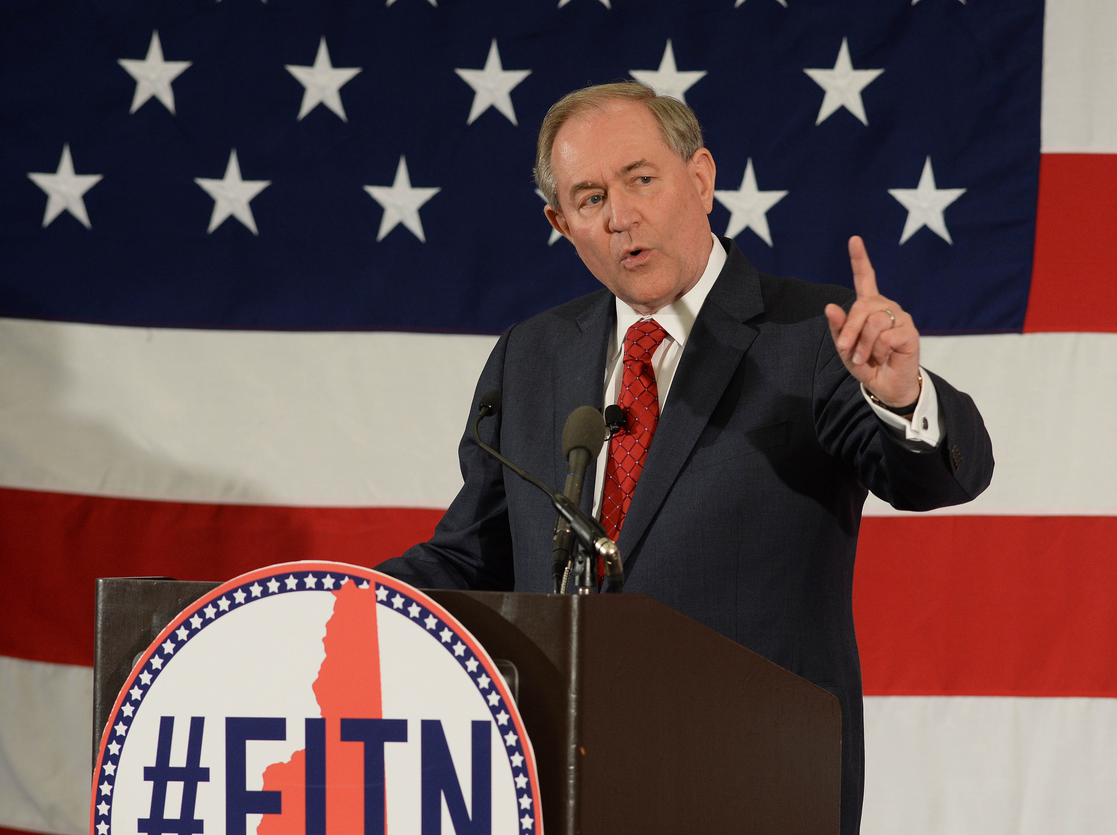 Former Virginia Gov. Jim Gilmore speaks at the First in the Nation Republican Leadership Summit on April 17, 2015, in Nashua, N.H. (Darren McCollester—Getty Images)