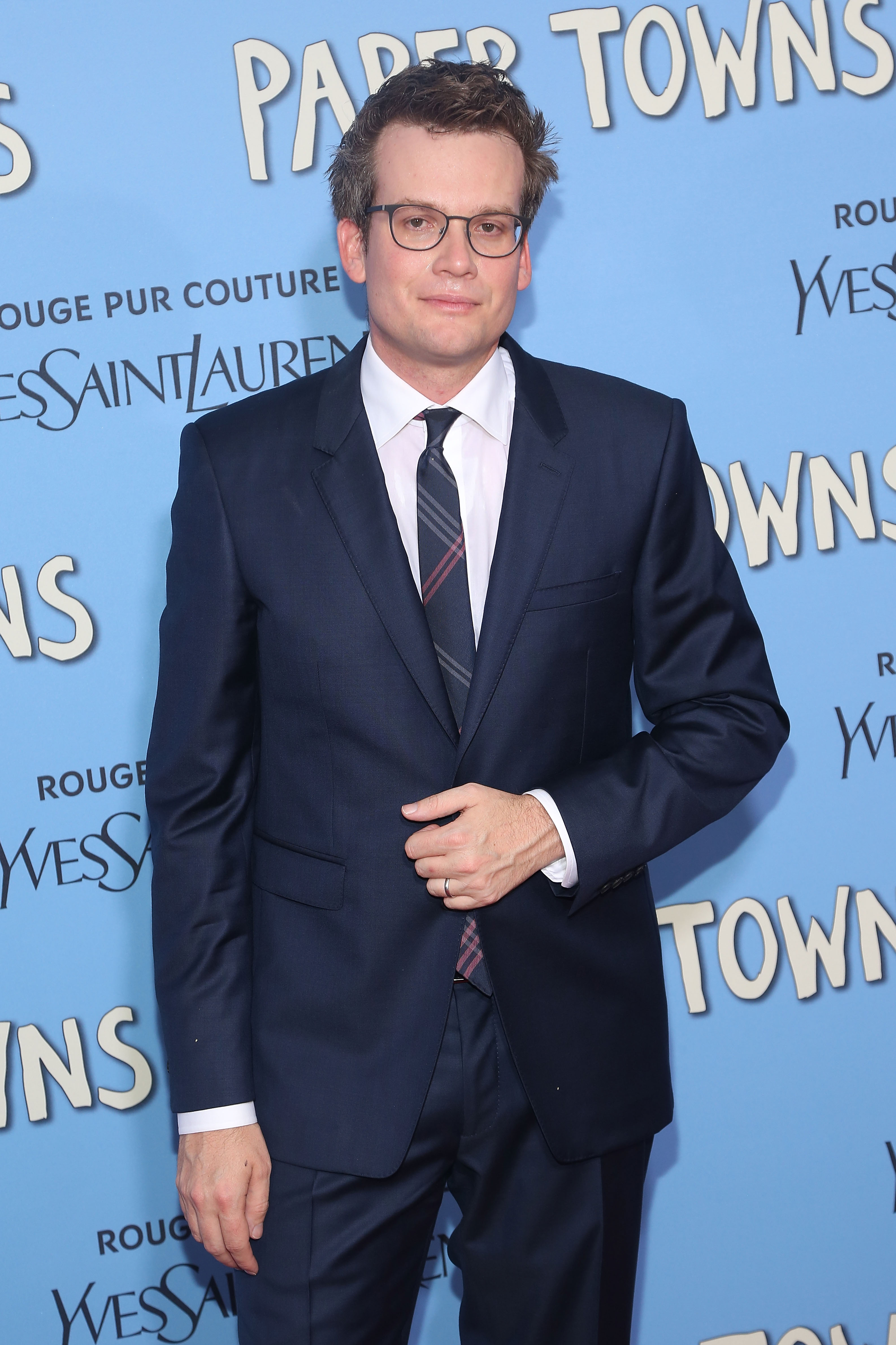 John Green attends the New York City premiere of "Paper Towns" on July 21, 2015.