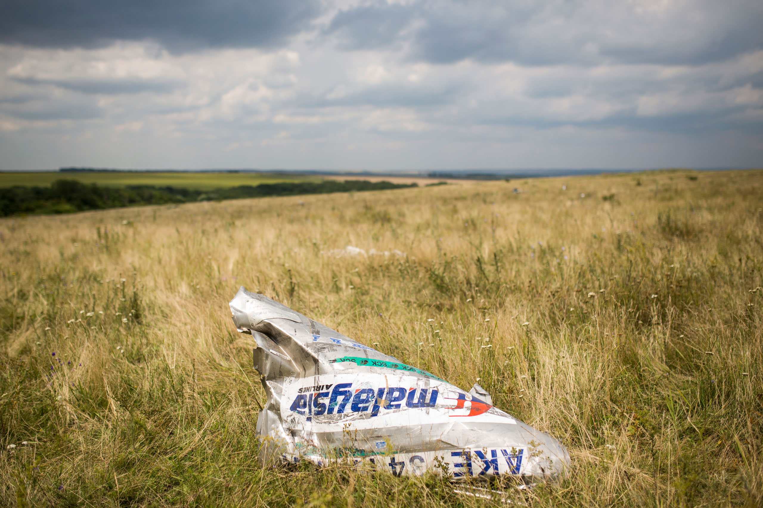Wreckage from Malaysia Airlines flight MH17 lies in a field in Grabovo, Ukraine, on July 22, 2014 . (Rob Stothard—Getty Images)