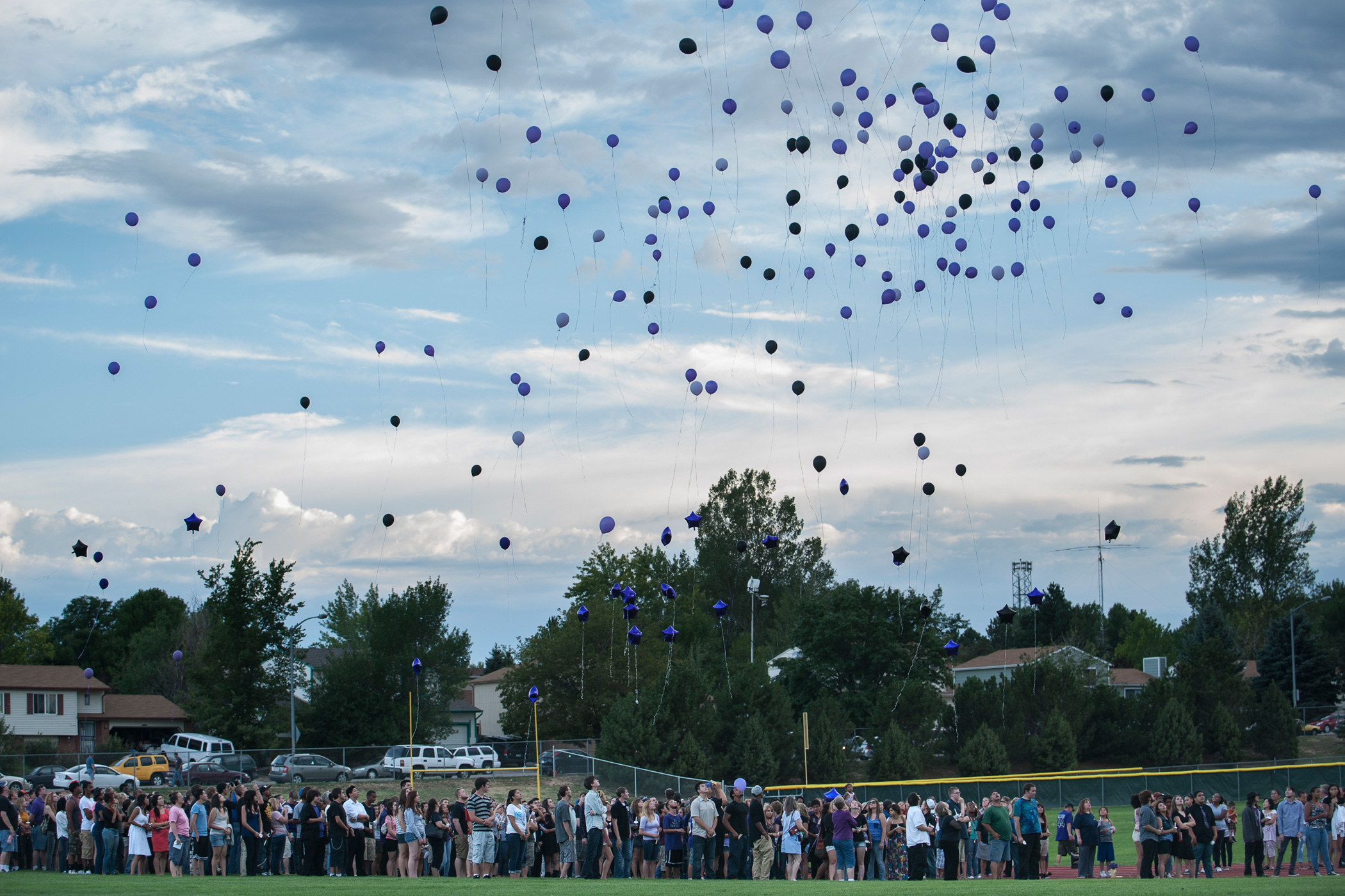A vigil is held at Gateway High School for AJ Boik, who was killed at the Aurora Century 16 movie theater along with 11 other people and many more wounded in Aurora, Colo., July 21, 2012.