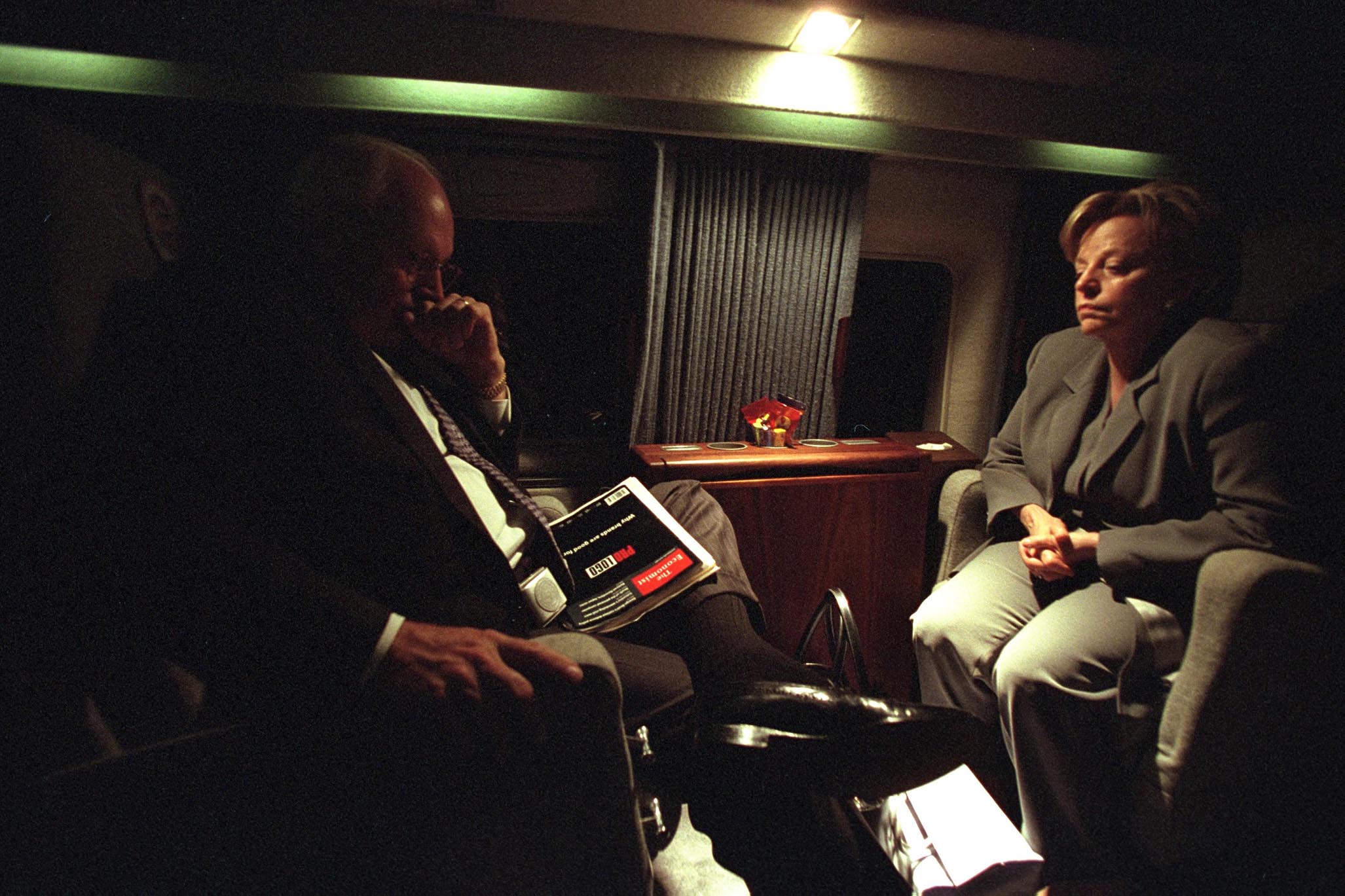 Vice President Cheney and Lynne Cheney aboard Marine Two