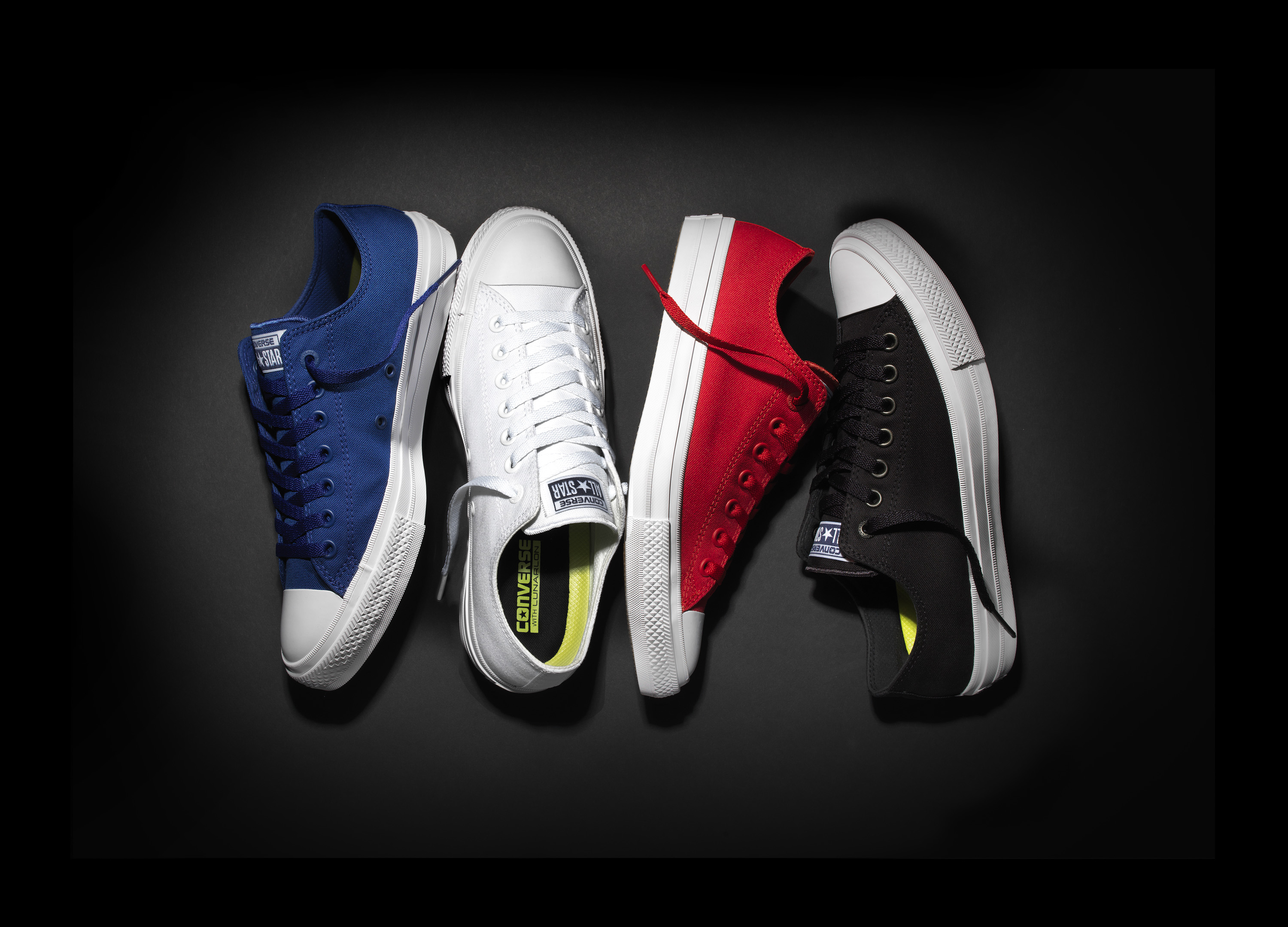 The new Fall 2015 Chuck Taylor All Star II sneaker in blue, white, red and black.