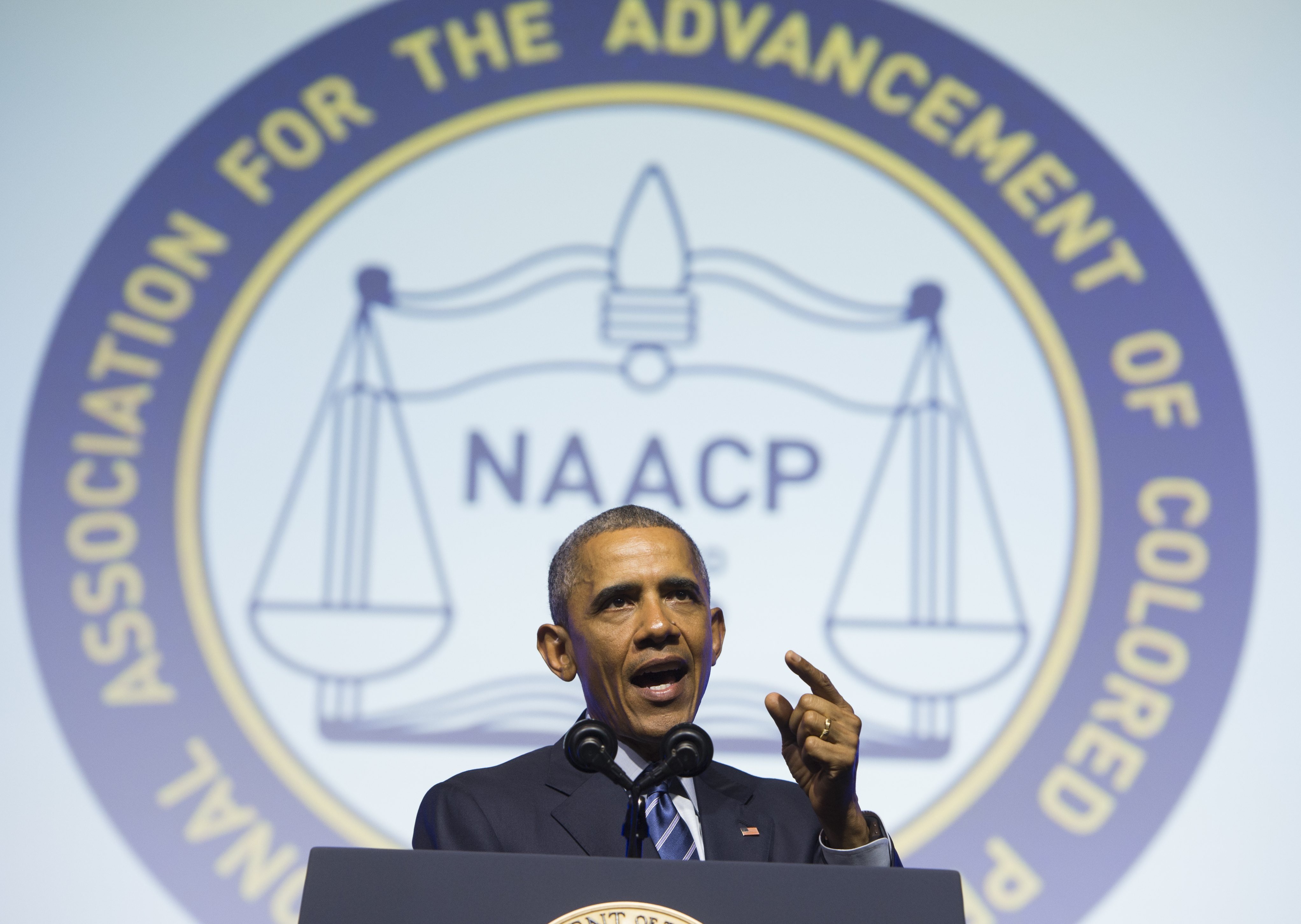 President Barack Obama speaks during the NAACP's 106th National Convention in Philadelphia on July 14, 2015.