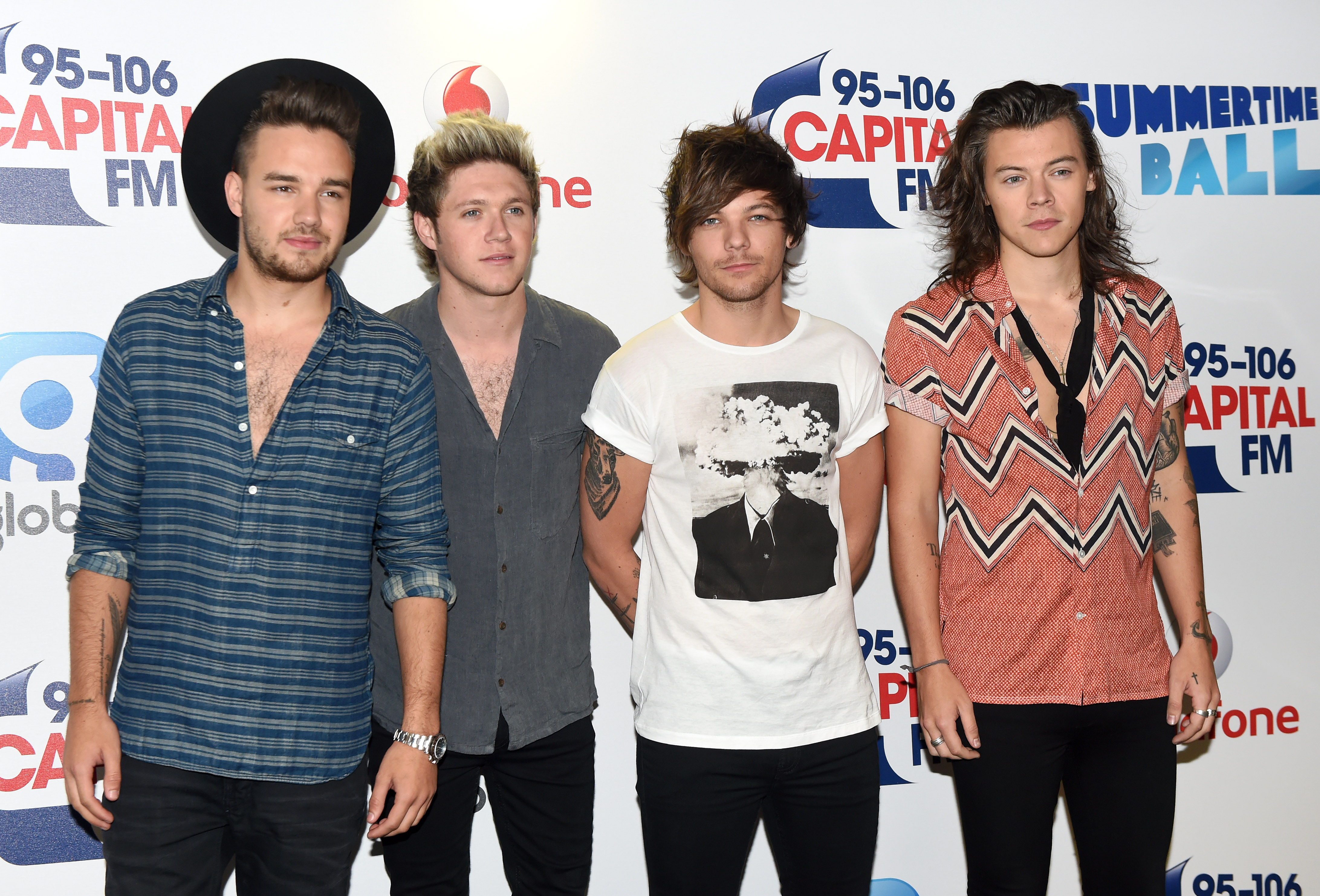 Liam Payne, Niall Horan, Louis Tomlinson and Harry Styles of One Direction attend the Capital FM Summertime Ball at Wembley Stadium on June 6, 2015 in London, England. (Karwai Tang&mdash;WireImage/Getty Images)