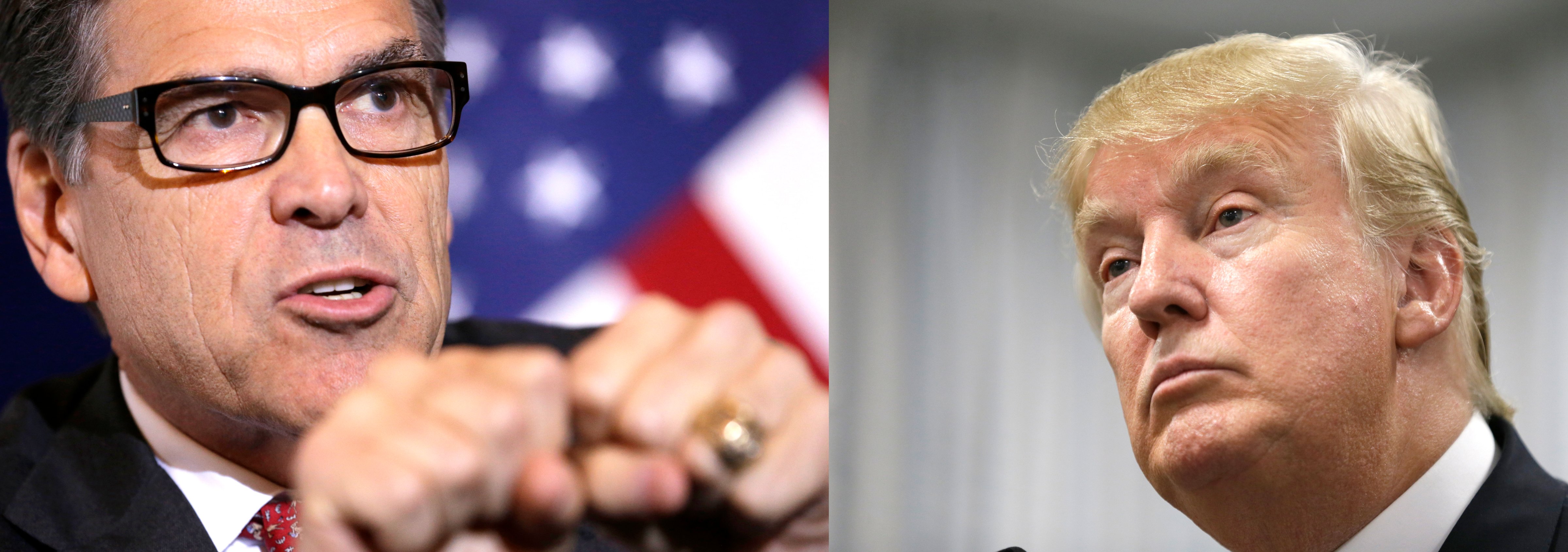 Republican presidential candidates Rick Perry and Donal Trump. (Mary Altaffer—AP, Charlie Neibergall—AP)