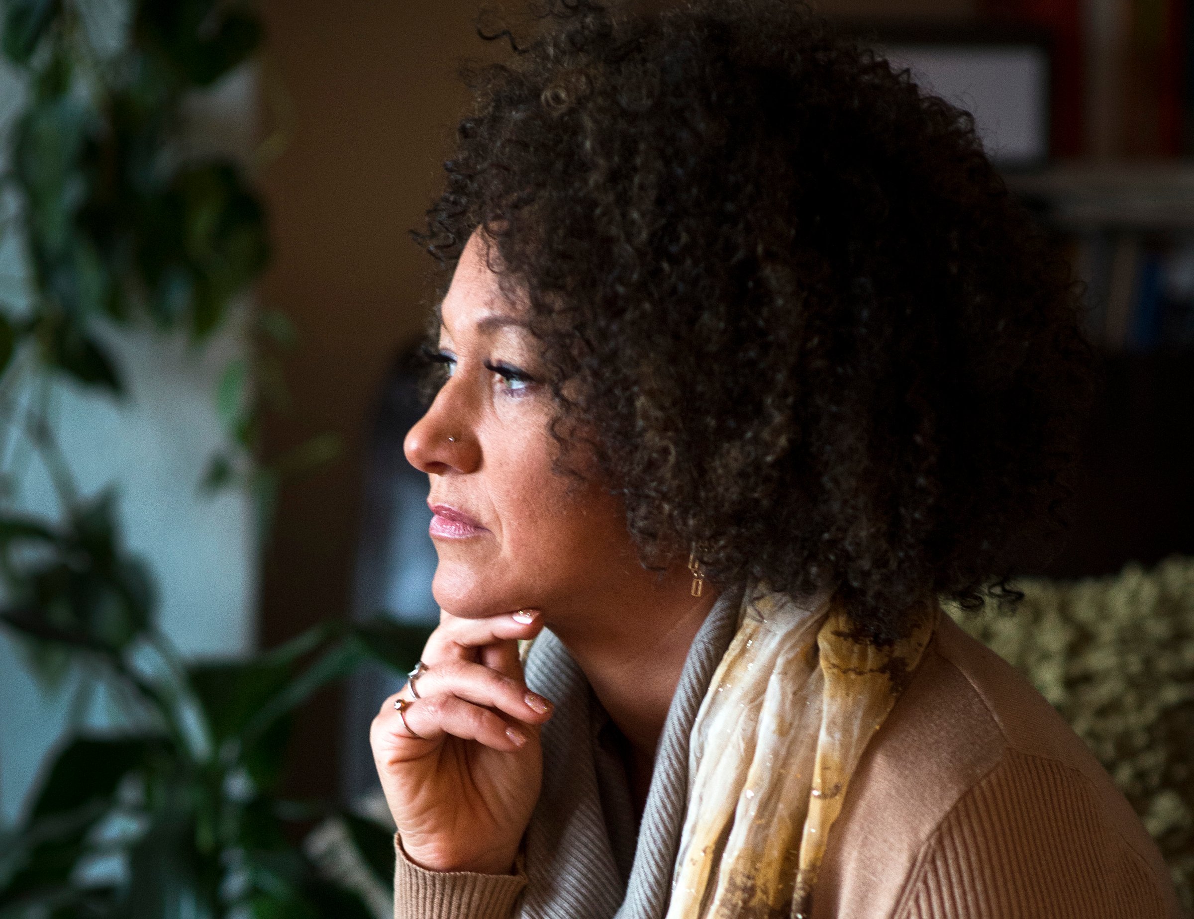 Rachel Dolezal, president of the Spokane chapter of the NAACP, poses for a photo in her Spokane, Wash., home on March 2, 2015.