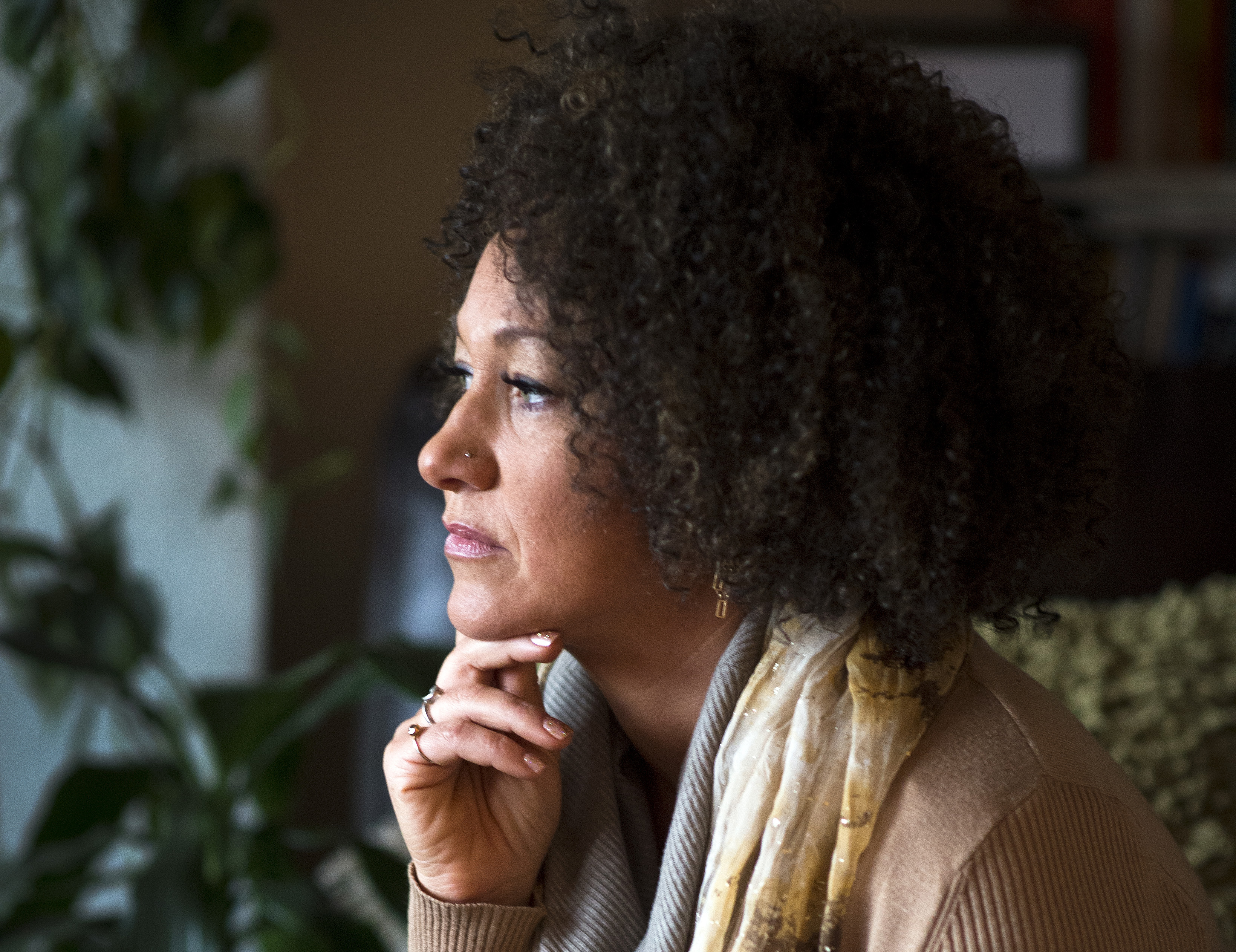 Rachel Dolezal, president of the Spokane chapter of the NAACP, poses for a photo in her Spokane, Wash., home on March 2, 2015. (Colin Mulvany—The Spokesman-Review/AP)