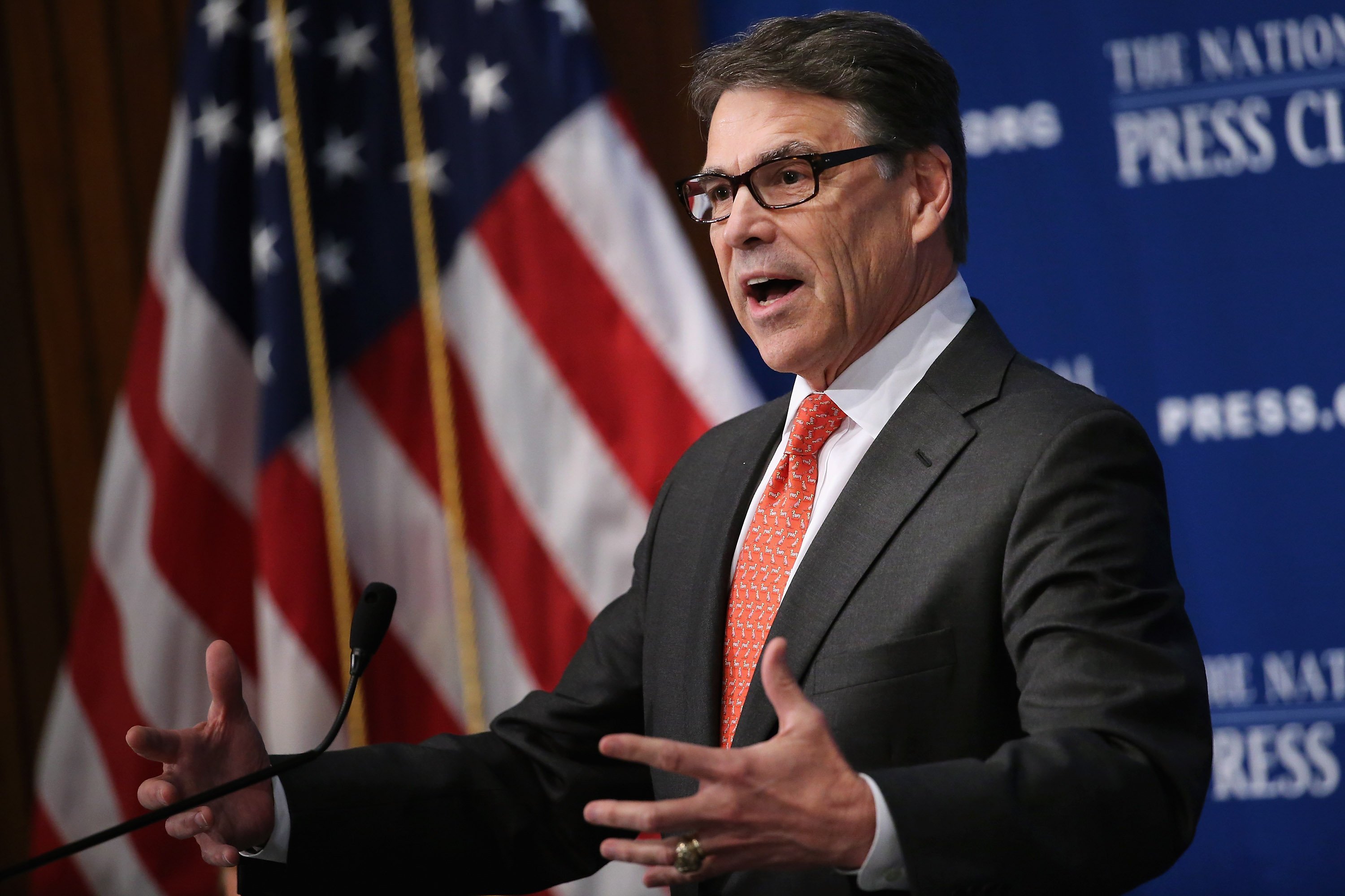Former Texas Governor and Republican presidential candidate Rick Perry addresses the National Press Club Luncheon July 2, 2015 in Washington.