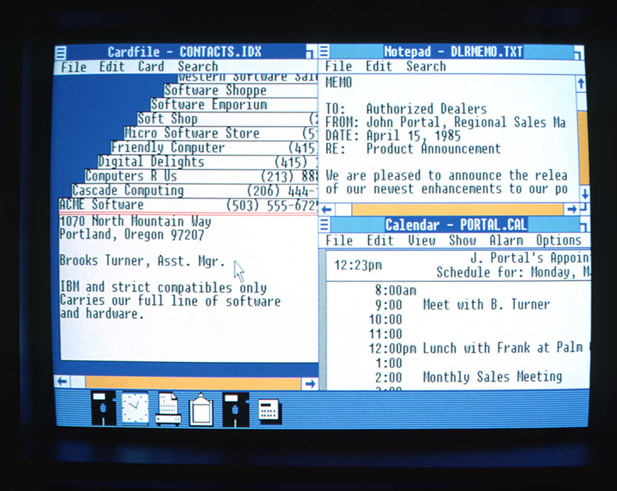 Windows 1.0 The seminal version of Windows released on November 20, 1985. Users could run programs in multiple windows simultaneously, sparing them the nuisance of quitting one application before launching another one.