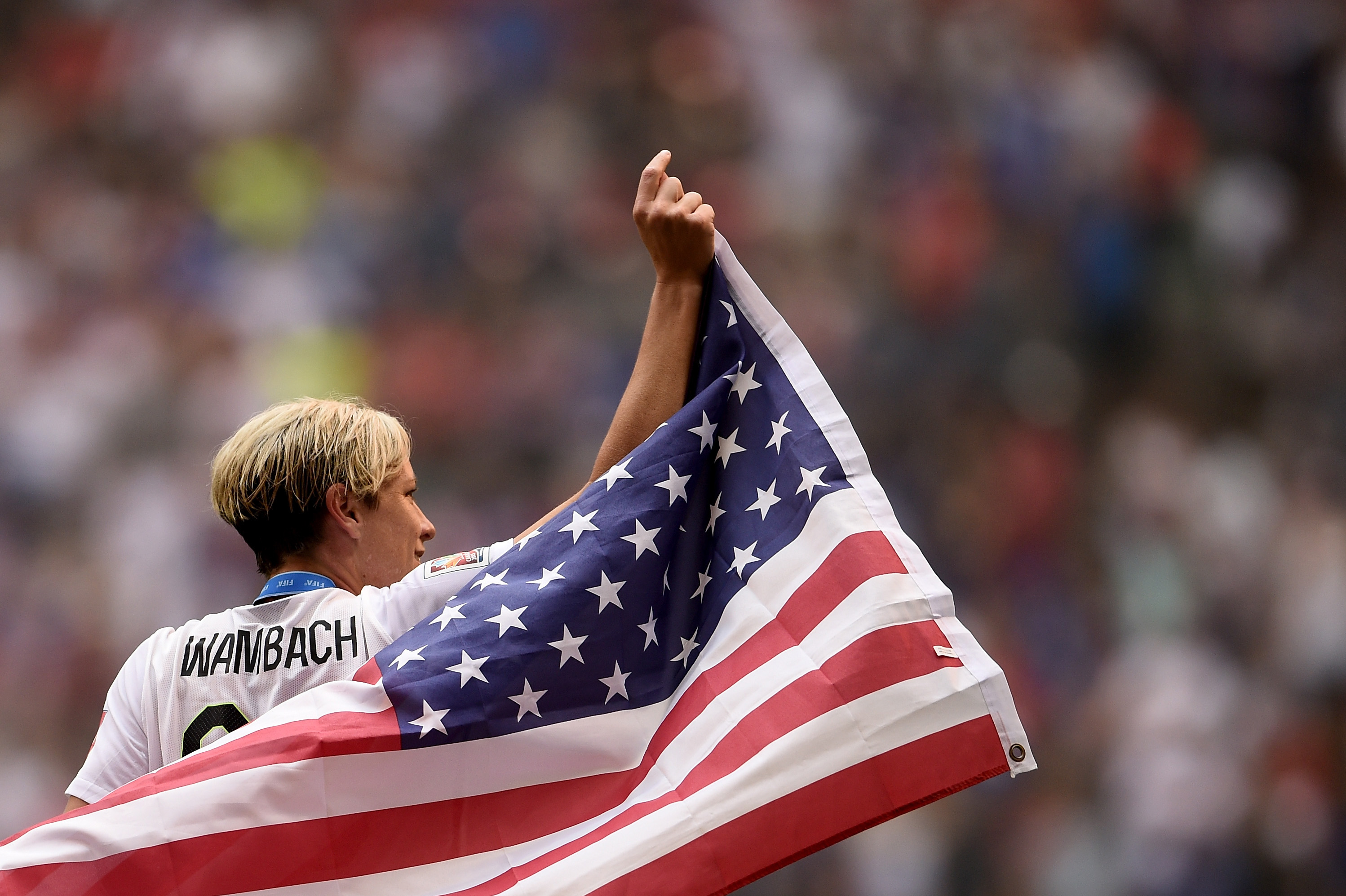 Abby Wambach of the U.S. celebrates after their 5-2 win over Japan in the FIFA Women's World Cup 2015 Final at BC Place Stadium in Vancouver on July 5, 2015. (Dennis Grombkowski—Getty Images)