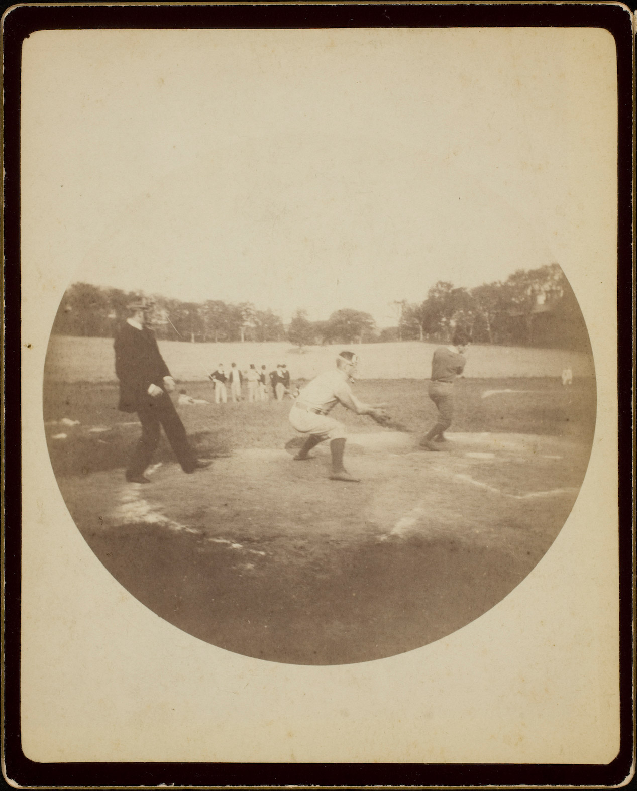 Slocum Howland (American, 1870–1922). No. 2 Kodak snapshot of baseball game at Williston School, Easthampton, MA, ca. 1890. Albumen silver print. Museum Collection.