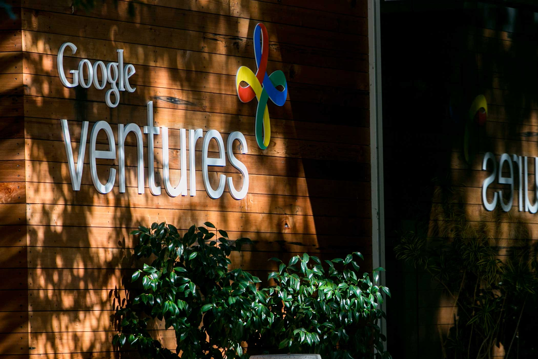 A logo sign at the headquarters of Google Ventures, in Mountain View, California, on December 31, 2014.