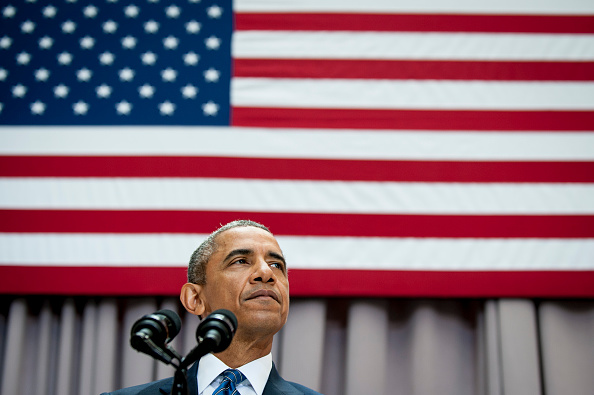 President Barack Obama speaks about the Iran nuclear agreement  August 5, 2015 at American University in Washington, DC. Obama is pushing for congress to appove the nuclear deal reached with Iran. (Pool—Getty Images)