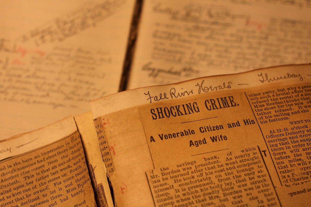 Two journals from Lizzie Borden's lawyer that  surfaced more than a century after her trial. Photographed at the Fall River Historical Society in 2012. (Bill Greene—Boston Globe / Getty Images)