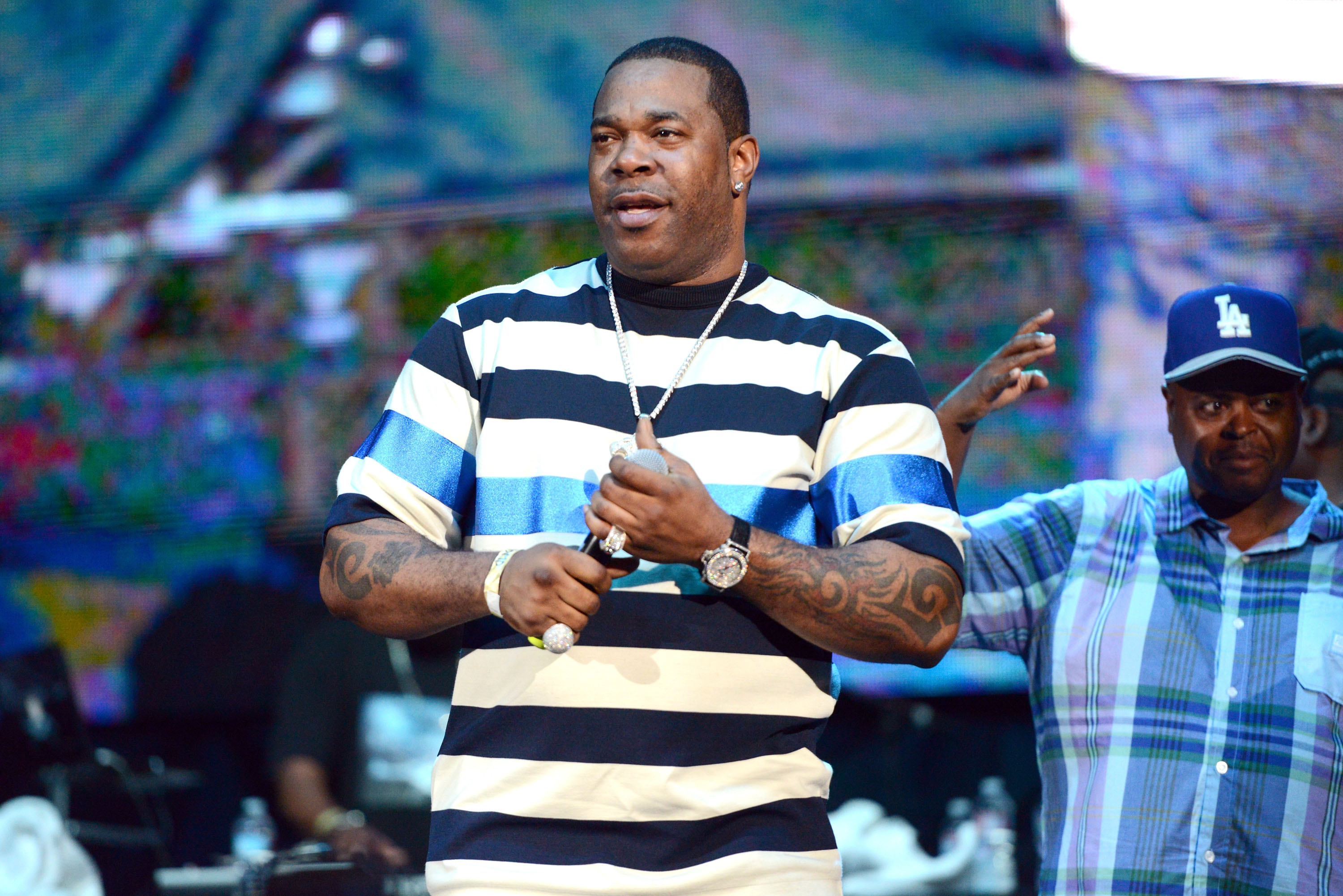 Busta Rhymes performs onstage at Irvine Meadows Amphitheatre on July 18 in Irvine, Calif.. (Scott Dudelson—Getty Images)