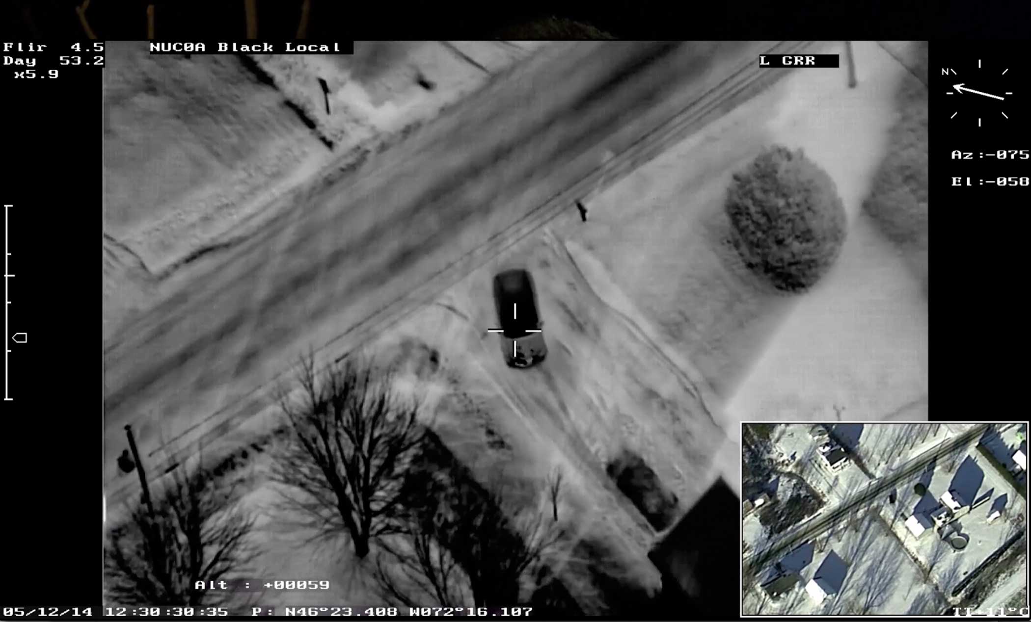A screen grab of test footage from an infrared camera provided by Controp.
