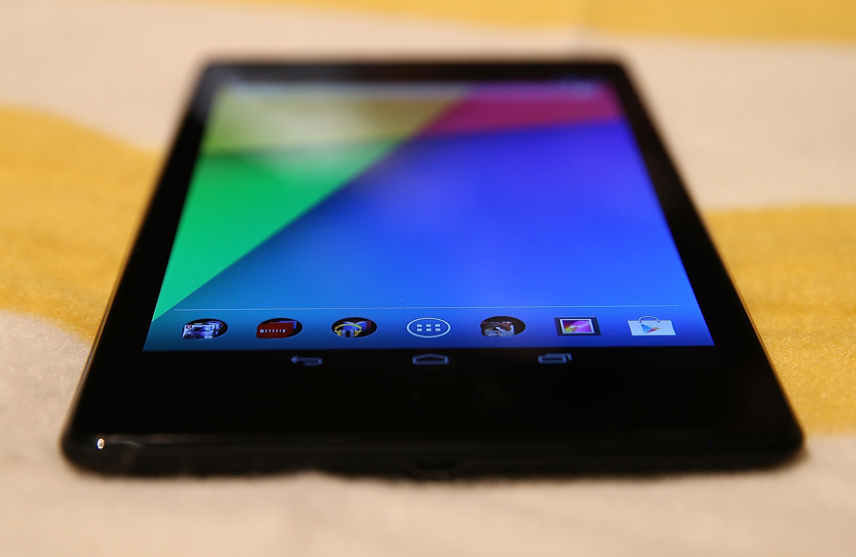 The new Google Nexus 7 tablet, made by Asus is displayed during a Google special event at Dogpatch Studios on July 24, 2013 in San Francisco, California. (Justin Sullivan&mdash;Getty Images)