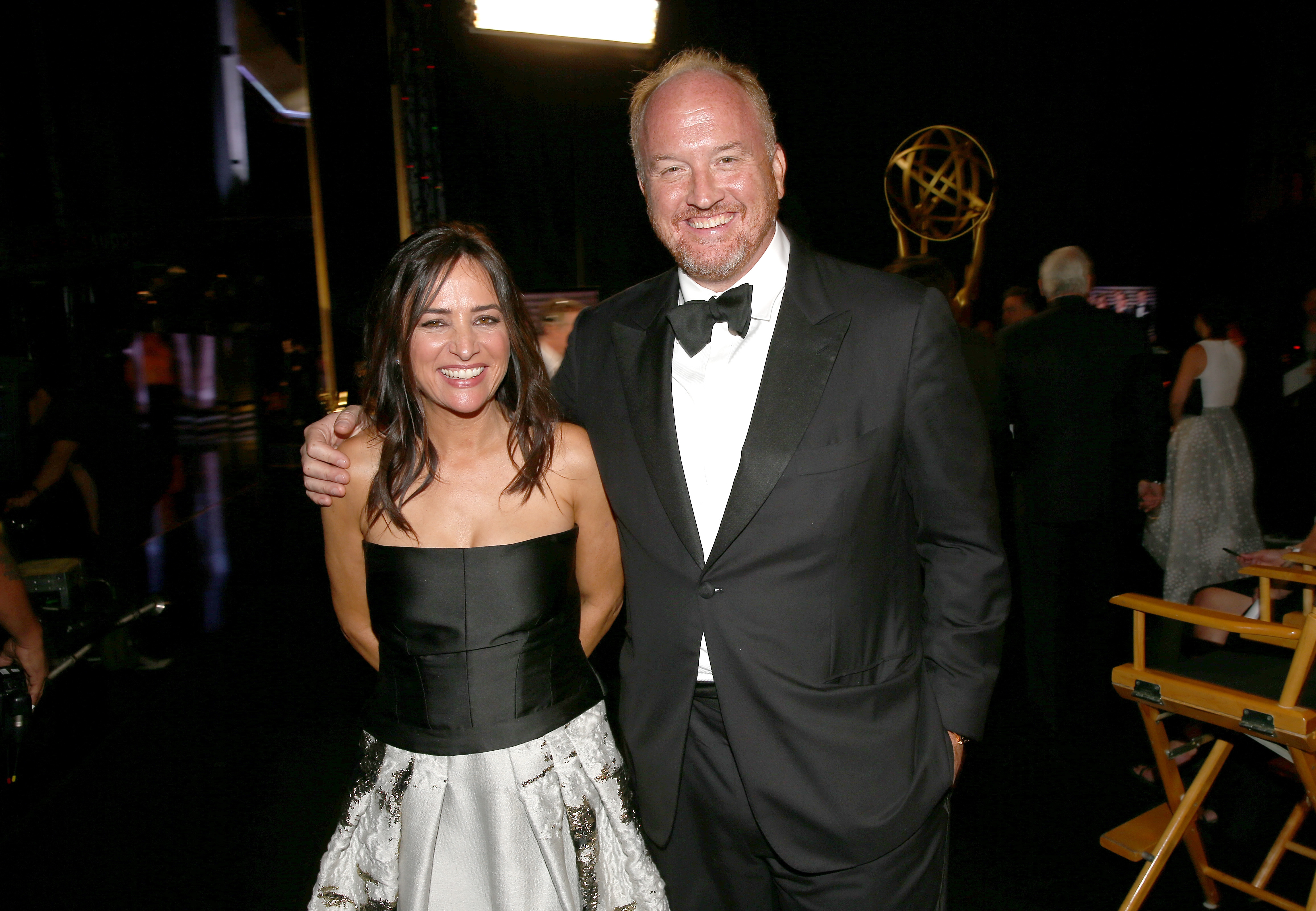Pamela Adlon and Louis C.K. backstage during the 66th Annual Primetime Emmy Awards held at the Nokia Theater on August 25, 2014. (Christopher Polk/NBC&mdash;NBC via Getty Images)