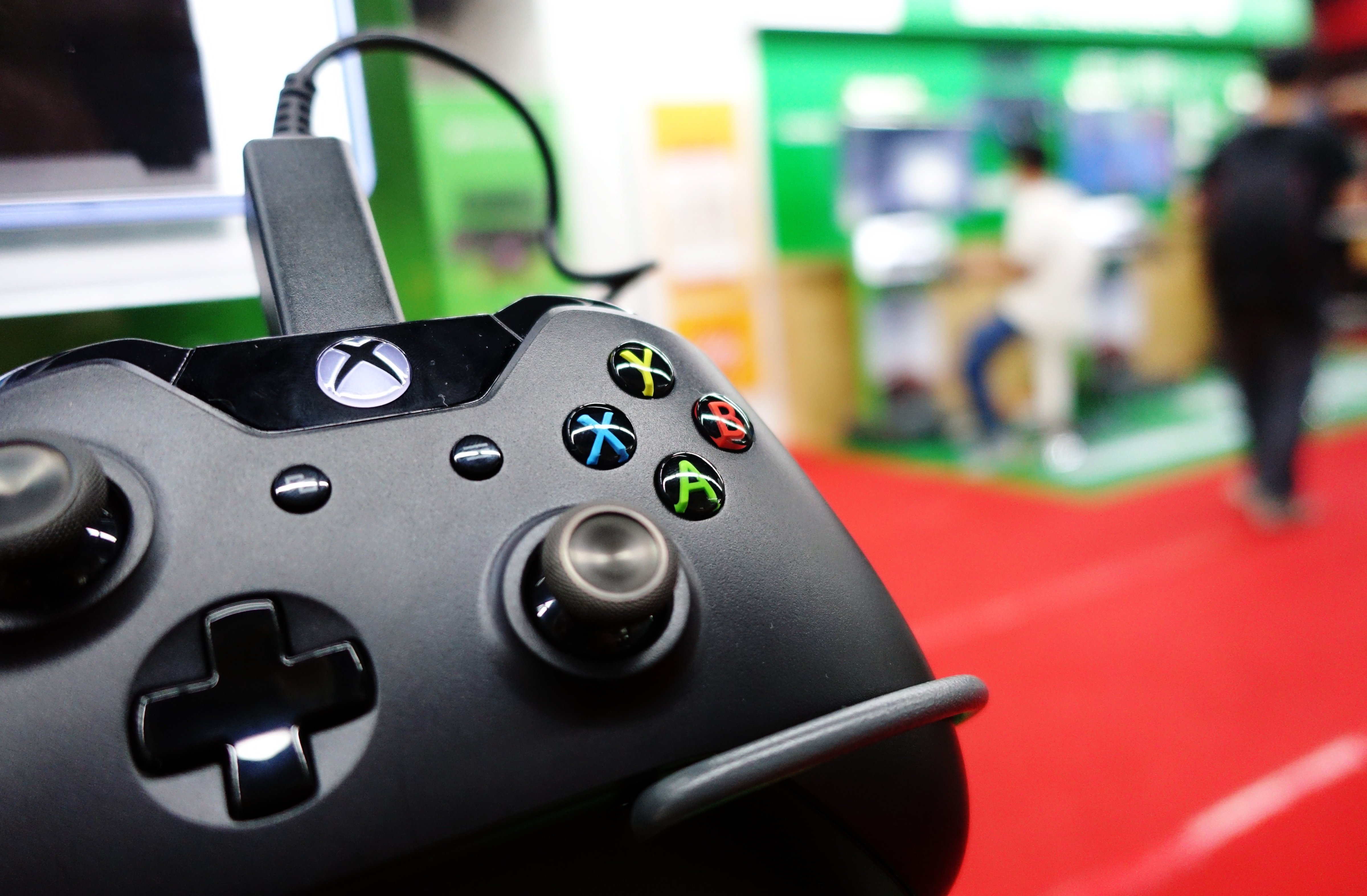 A control of a Microsoft's Xbox One game console is pictured in a shop in Shanghai on September 29, 2014. (Johannes Eisele&mdash;AFP/Getty Images)