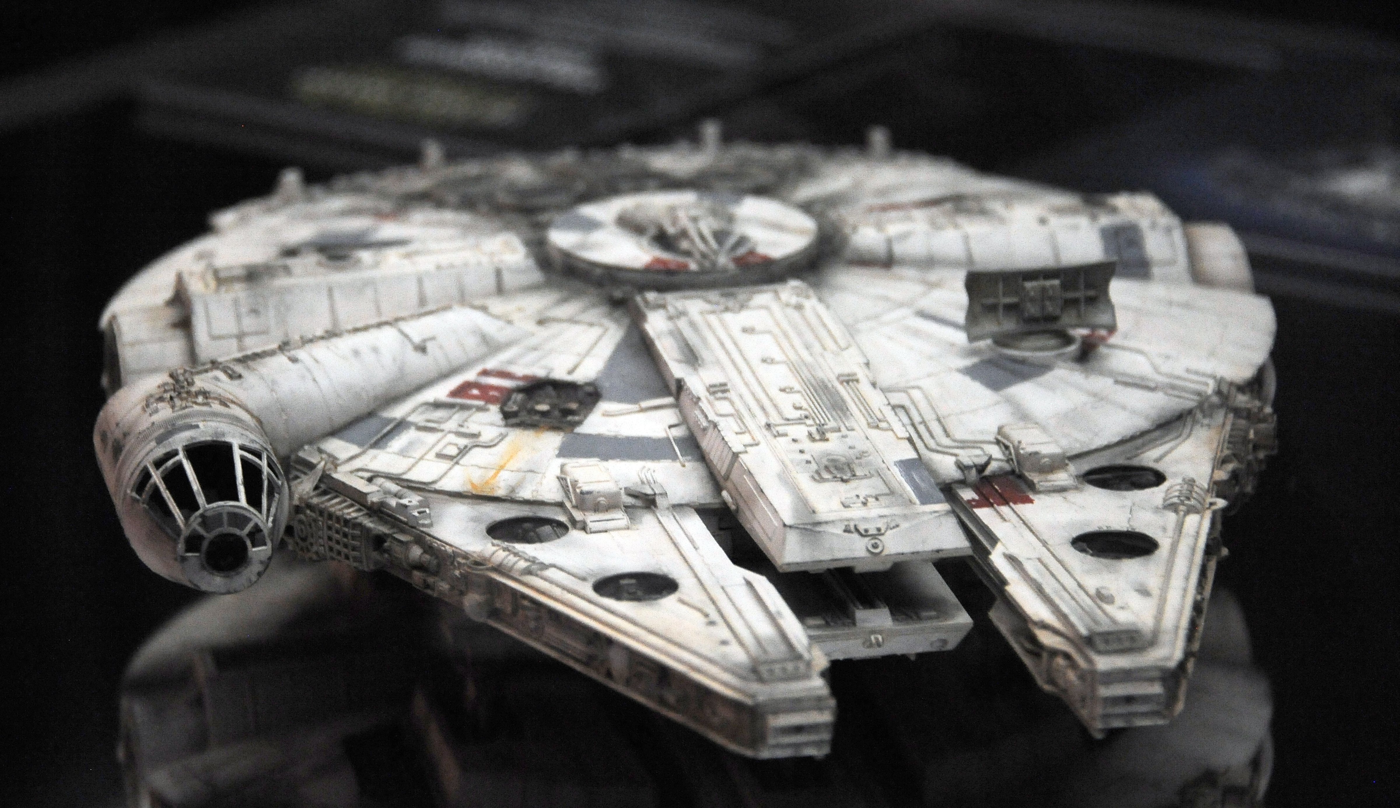 The new Millennium Falcon on display inside the ‘Star Wars The Force Awakens Exhibit’ at Day One of Disney's 2015 Star Wars Celebration held at the Anaheim Convention Center on April 16, 2015. (Albert L. Ortega—2015 Albert L. Ortega)