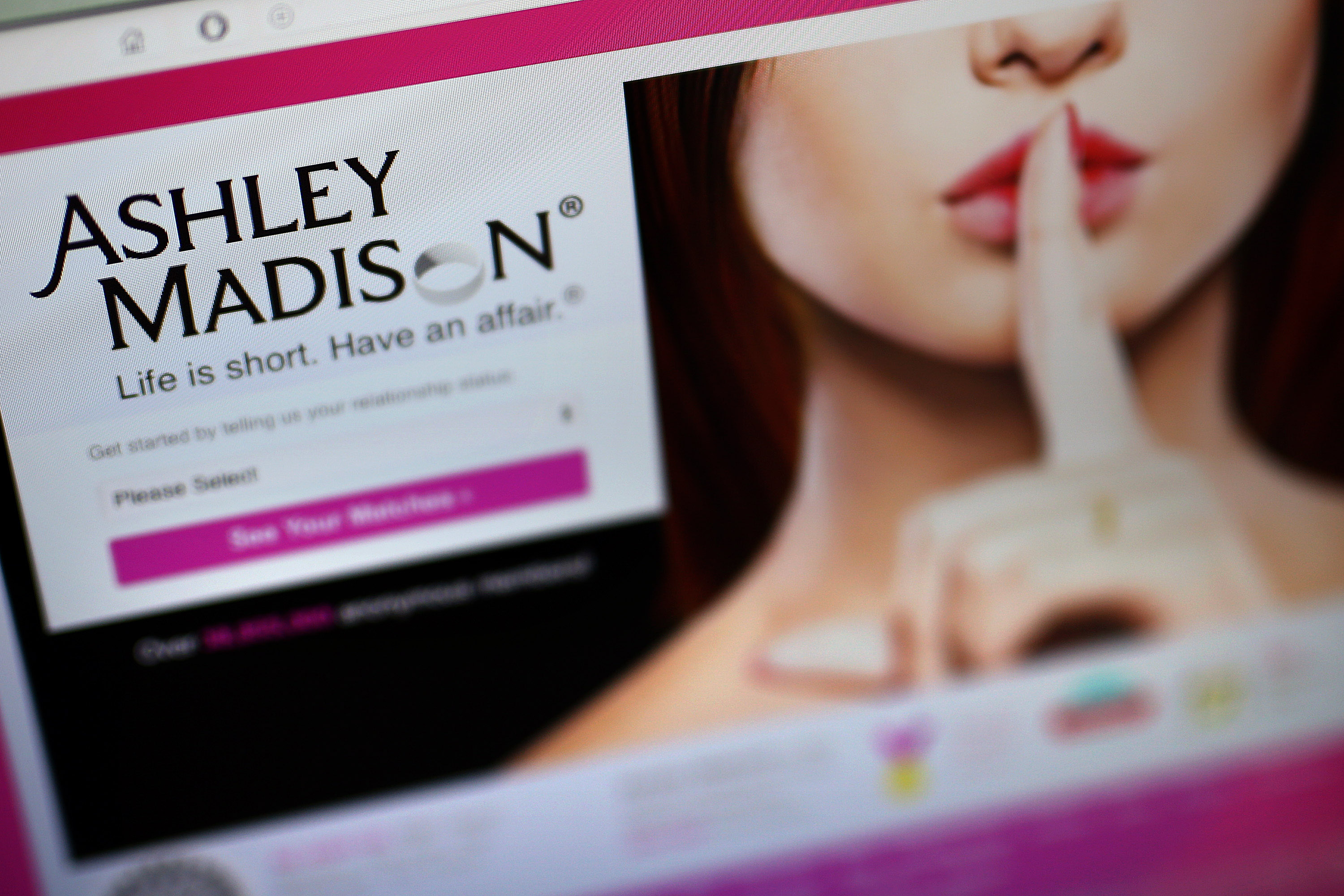 A detail of the Ashley Madison website on Aug. 19, 2015. (Carl Court—Getty Images)