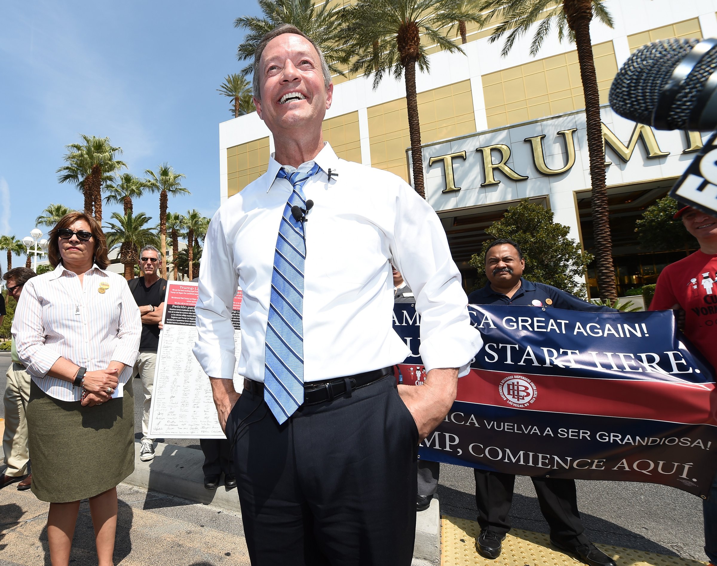 Democratic Presidential Candidate Martin O'Malley Meets With Trump Hotel Workers Trying To Unionize