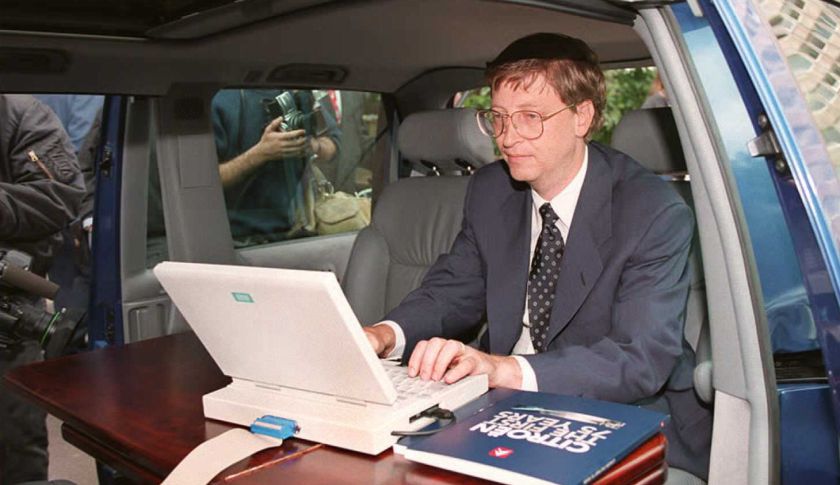 Microsoft president Bill Gates demonstrates Micros