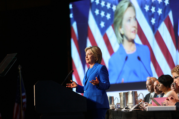 Democratic Presidential candidate Hillary Clinton speaks at the Democratic National Committee summer meeting on August 28, 2015 in Minneapolis, Minnesota.