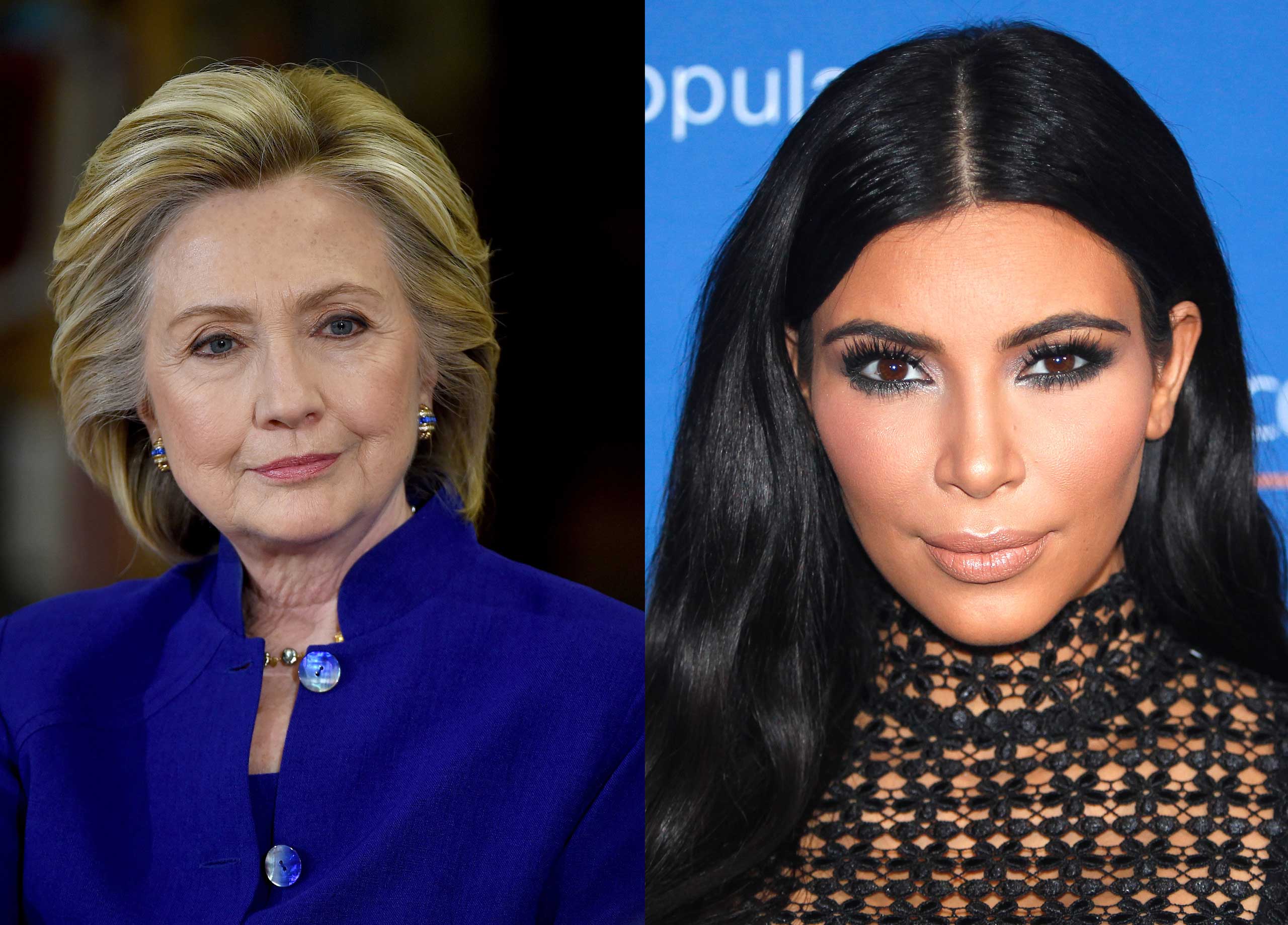 Hillary Clinton and Kim Kardashian. (Ethan Miller—Getty Images; Lionel Cironneau—AP)
