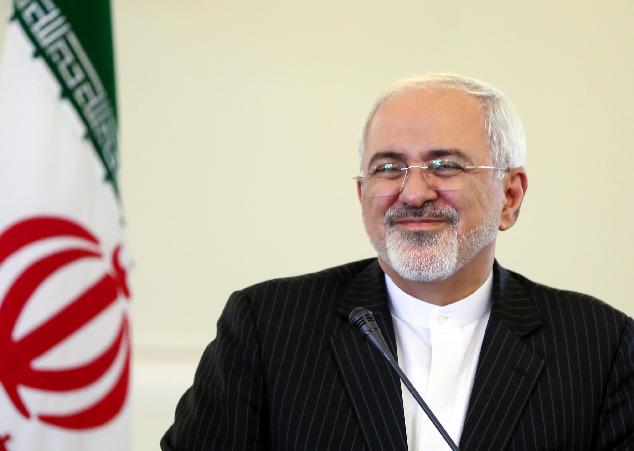 Iranian Foreign Minister Mohammad Javad Zarif is seen during a joint press conference with British Foreign Minister Philip Hammond (not seen) at Foreign Ministry in Tehran, Iran on August 23, 2015.