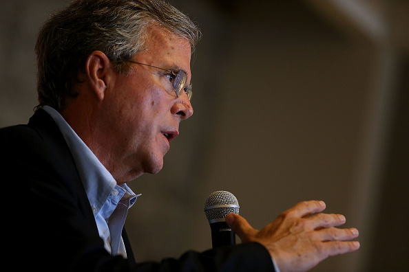 Republican presidential candidate and former Florida governor Jeb Bush speaks to workers at Thumbtack on July 16, 2015 in San Francisco, California. (Justin Sullivan—Getty Images)