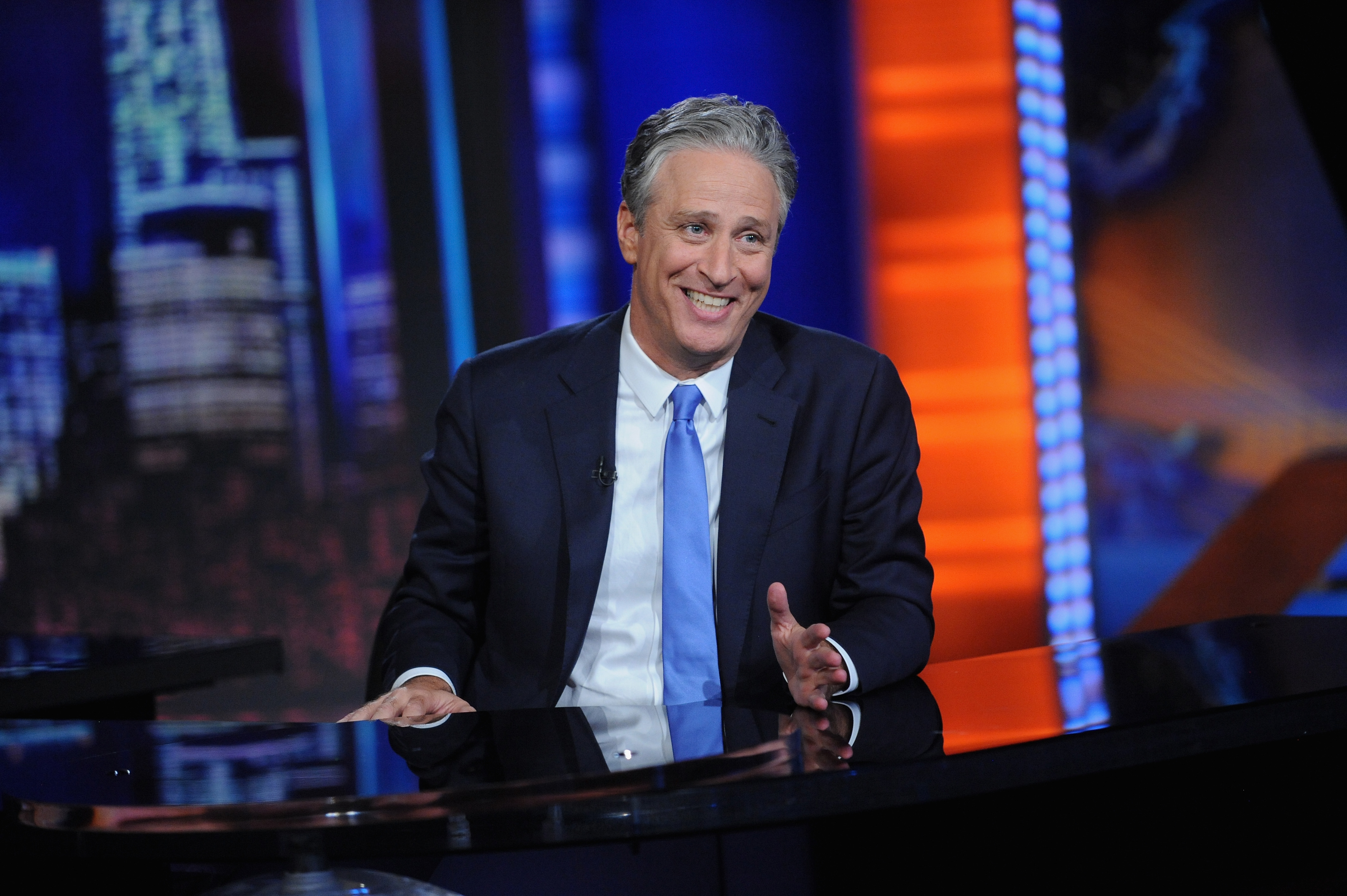 Jon Stewart hosts "The Daily Show with Jon Stewart" #JonVoyage on August 6, 2015 in New York City. (Brad Barket&mdash;Comedy Central/Getty Images)