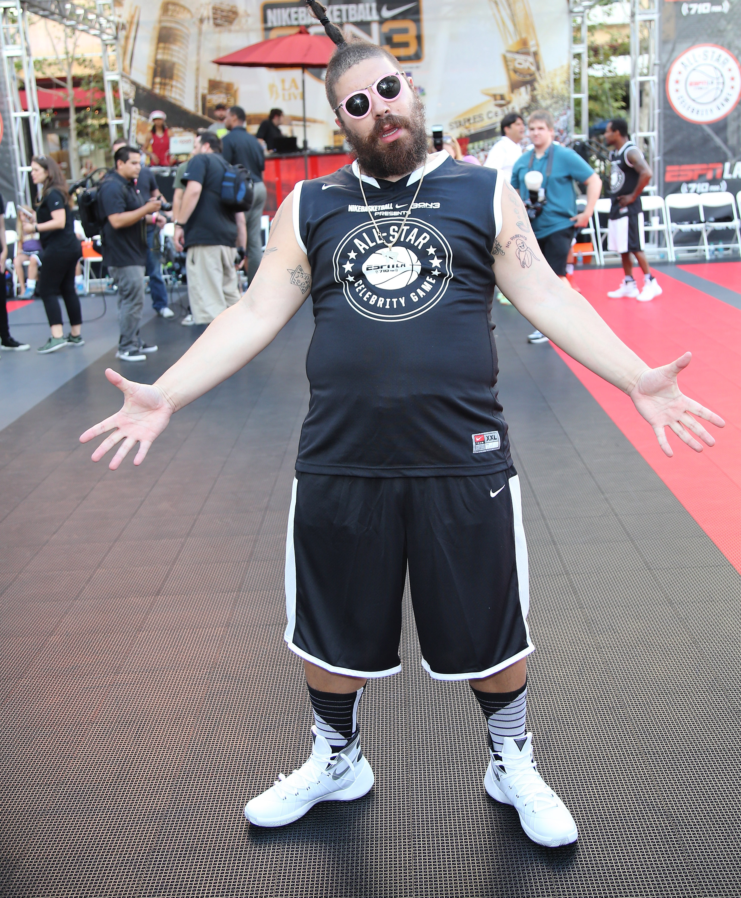 Josh "The Fat Jew" Ostrovsky at the 2015 Nike Basketball 3ON3 Tournament on Aug. 7, 2015 in Los Angeles. (David Livingston—Getty Images)