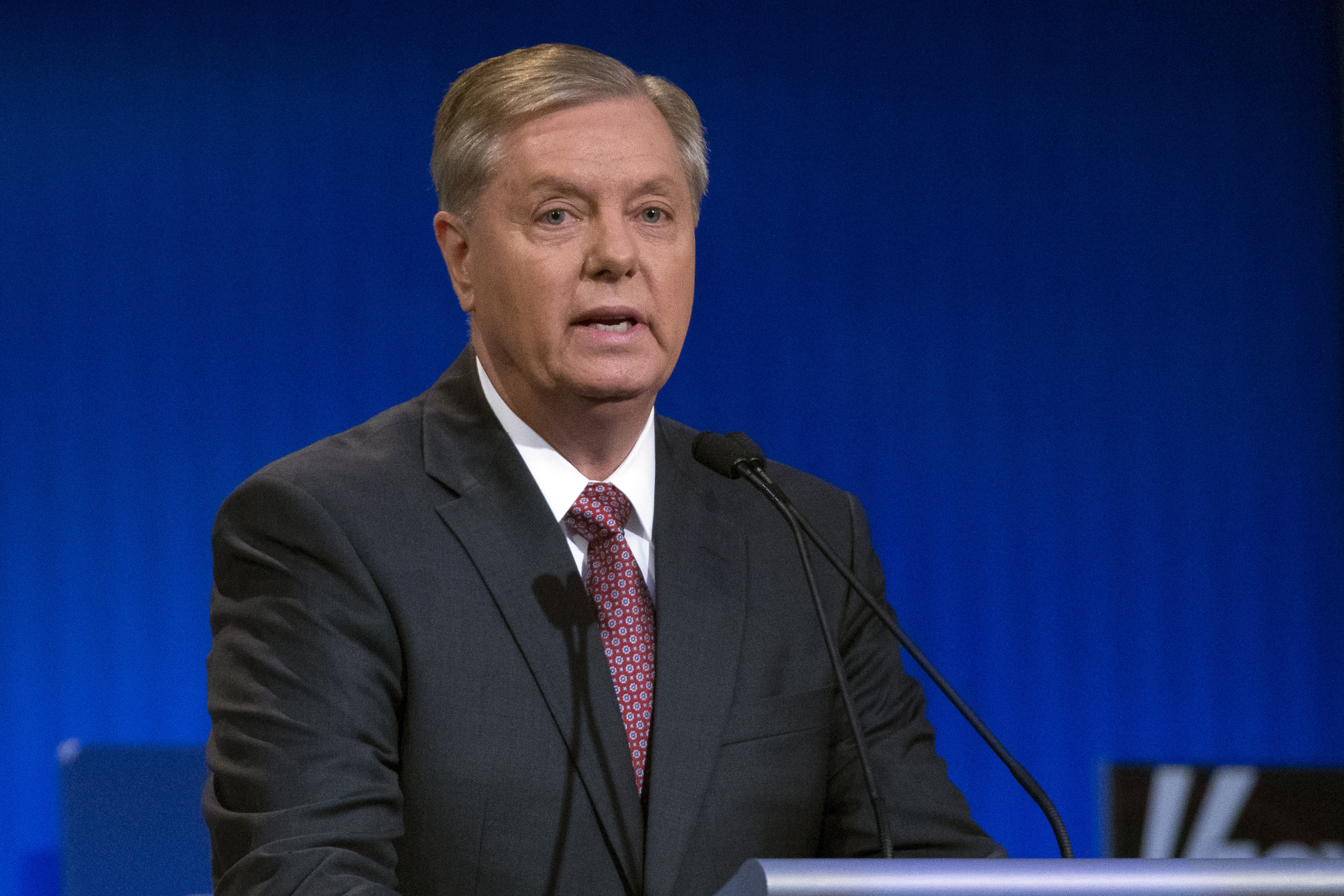 Republican presidential candidate Lindsey Graham speaks during a pre-debate forum on Aug. 6, 2015, in Cleveland. (John Minchillo—AP)