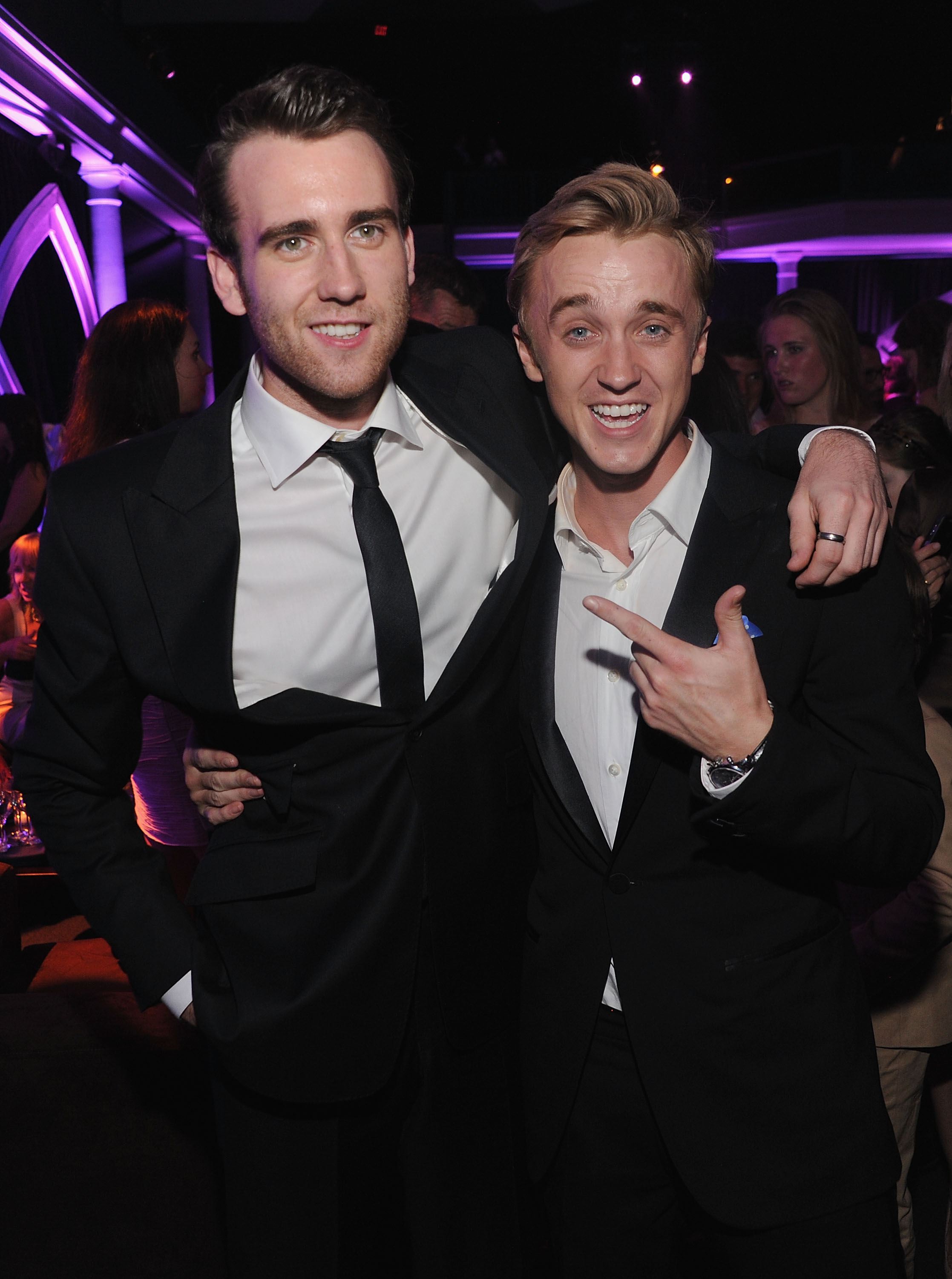 Matthew Lewis and Tom Felton at the after party for the premiere of "Harry Potter and the Deathly Hallows: Part 2" in New York City on July 11, 2011. (Dimitrios Kambouris—WireImage/Getty Images)