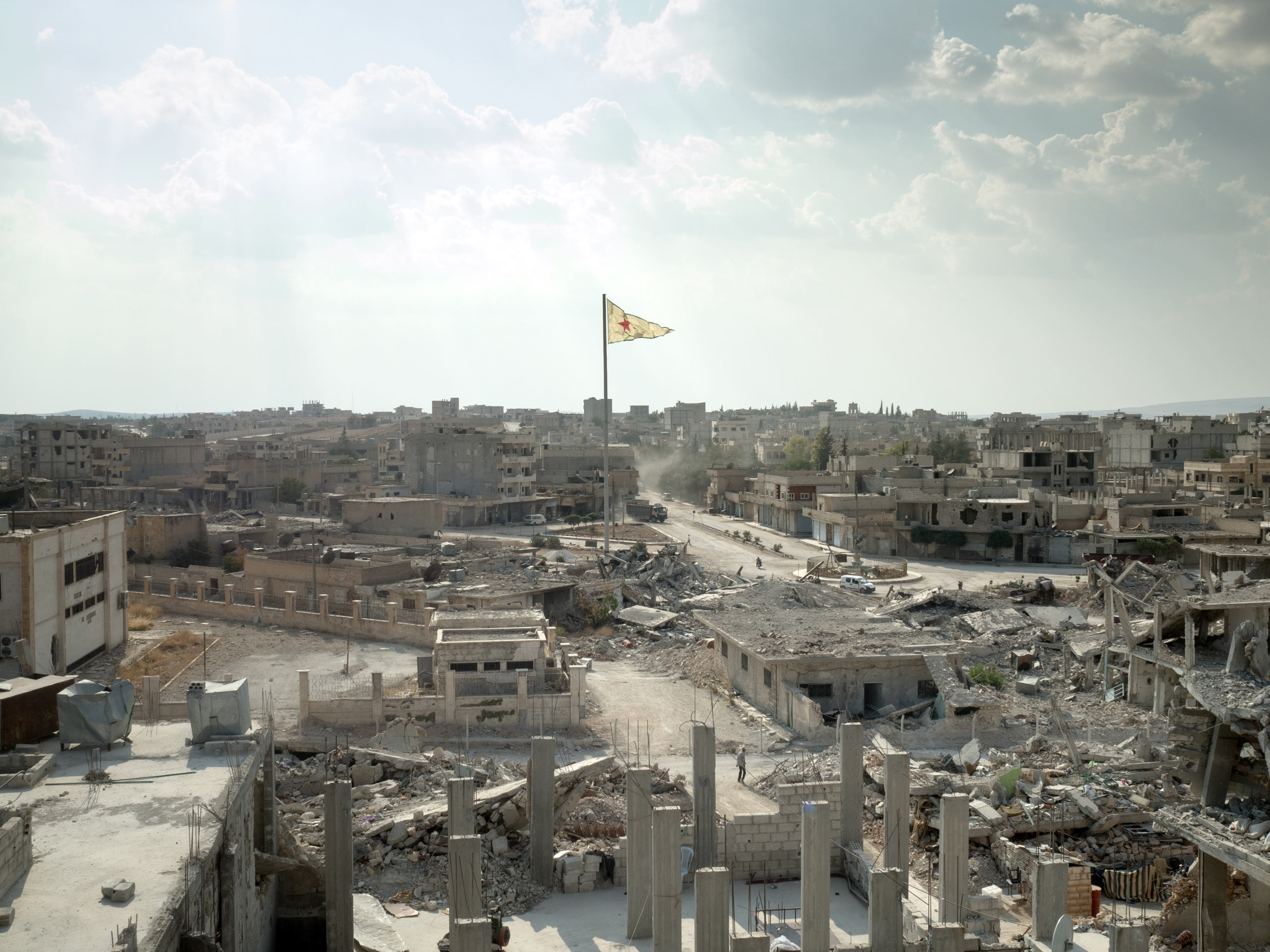 A view of Azadi Square (Freedom Square). Kobani, Syria. Aug. 7, 2015.